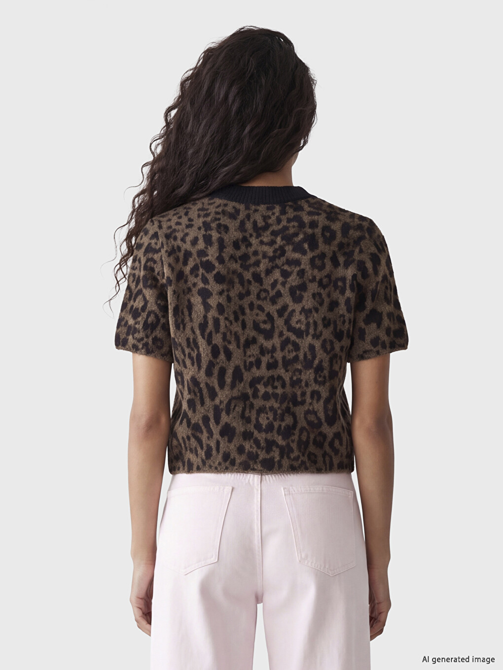 Kardigan Triko Me Print Leopardi Për Gra-3