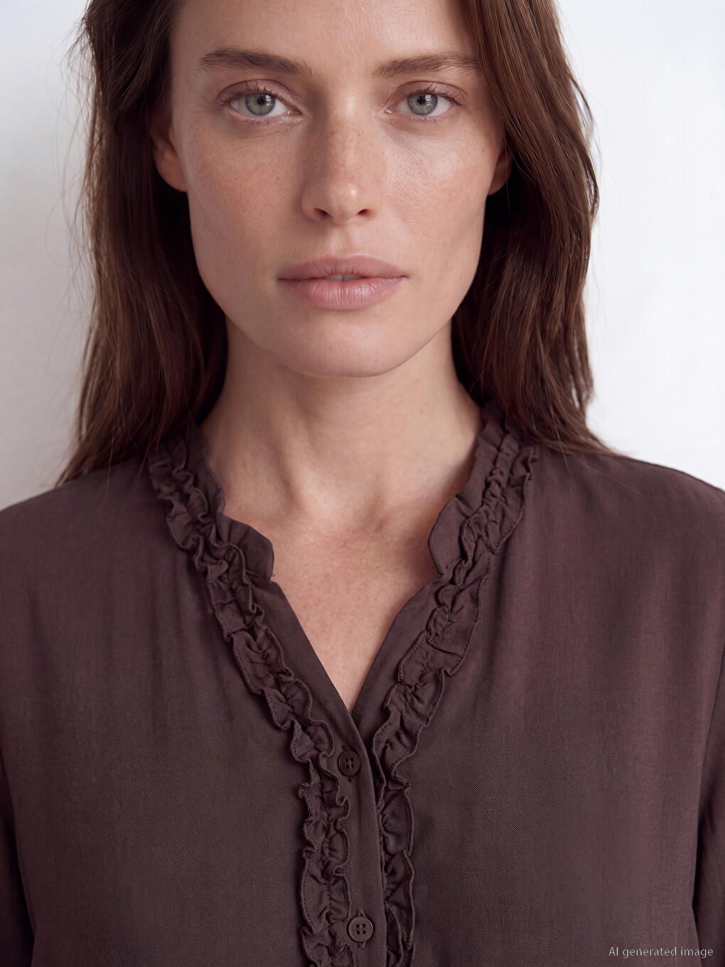 Frilled V Neck Blouse-2