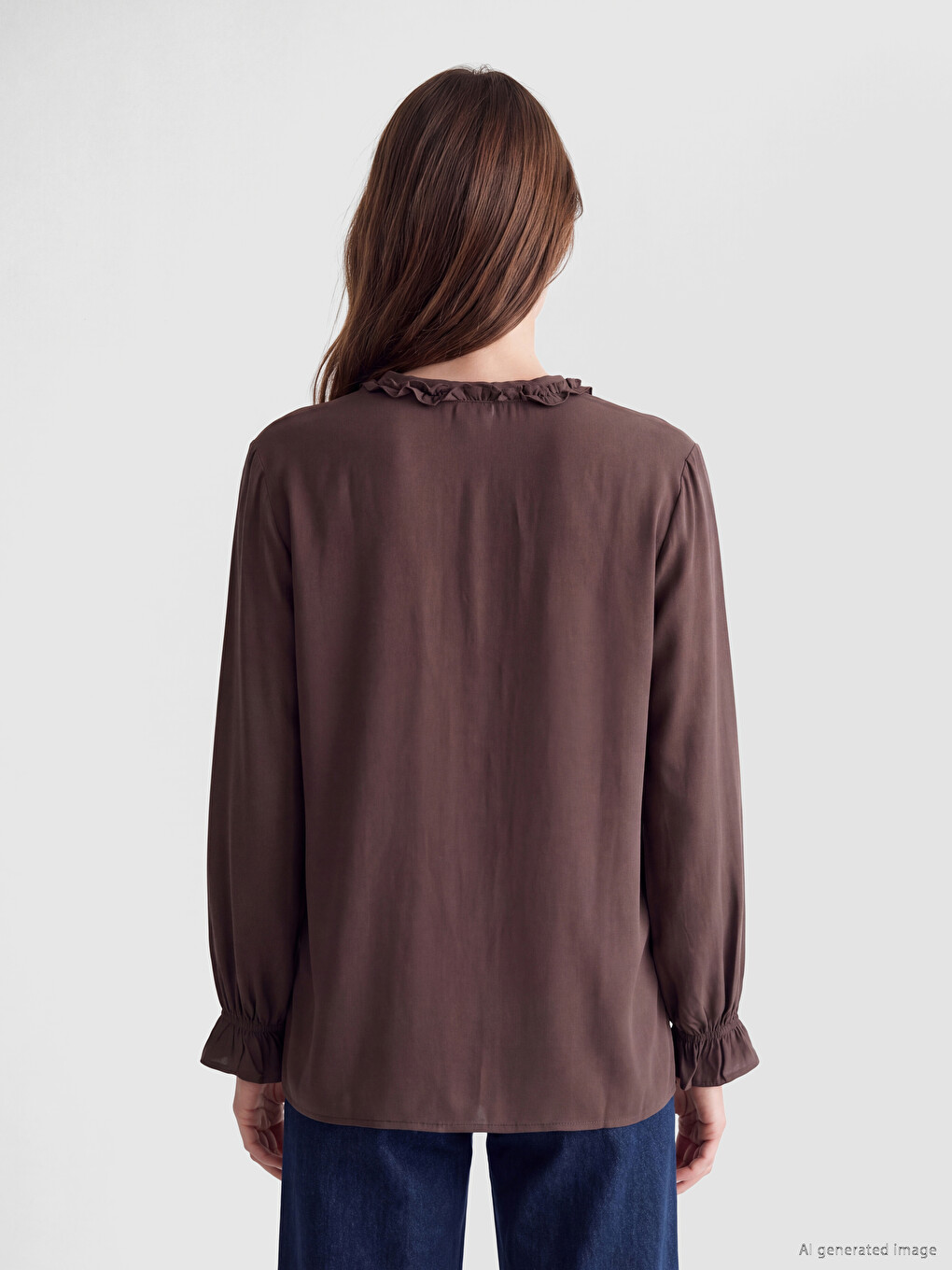 Frilled V Neck Blouse-3