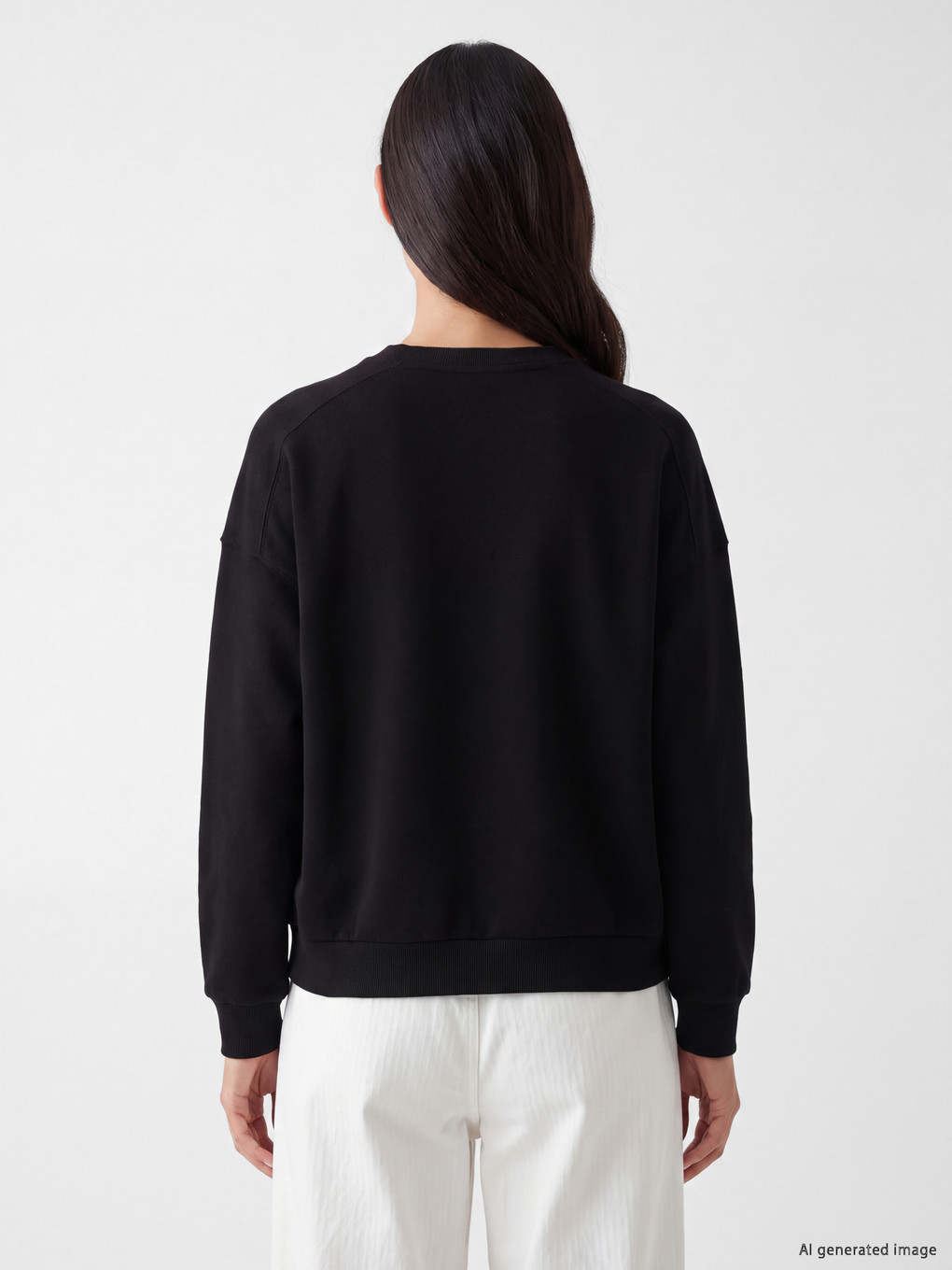 Siyah Oversize Kadın Kalın Sweatshirt-3