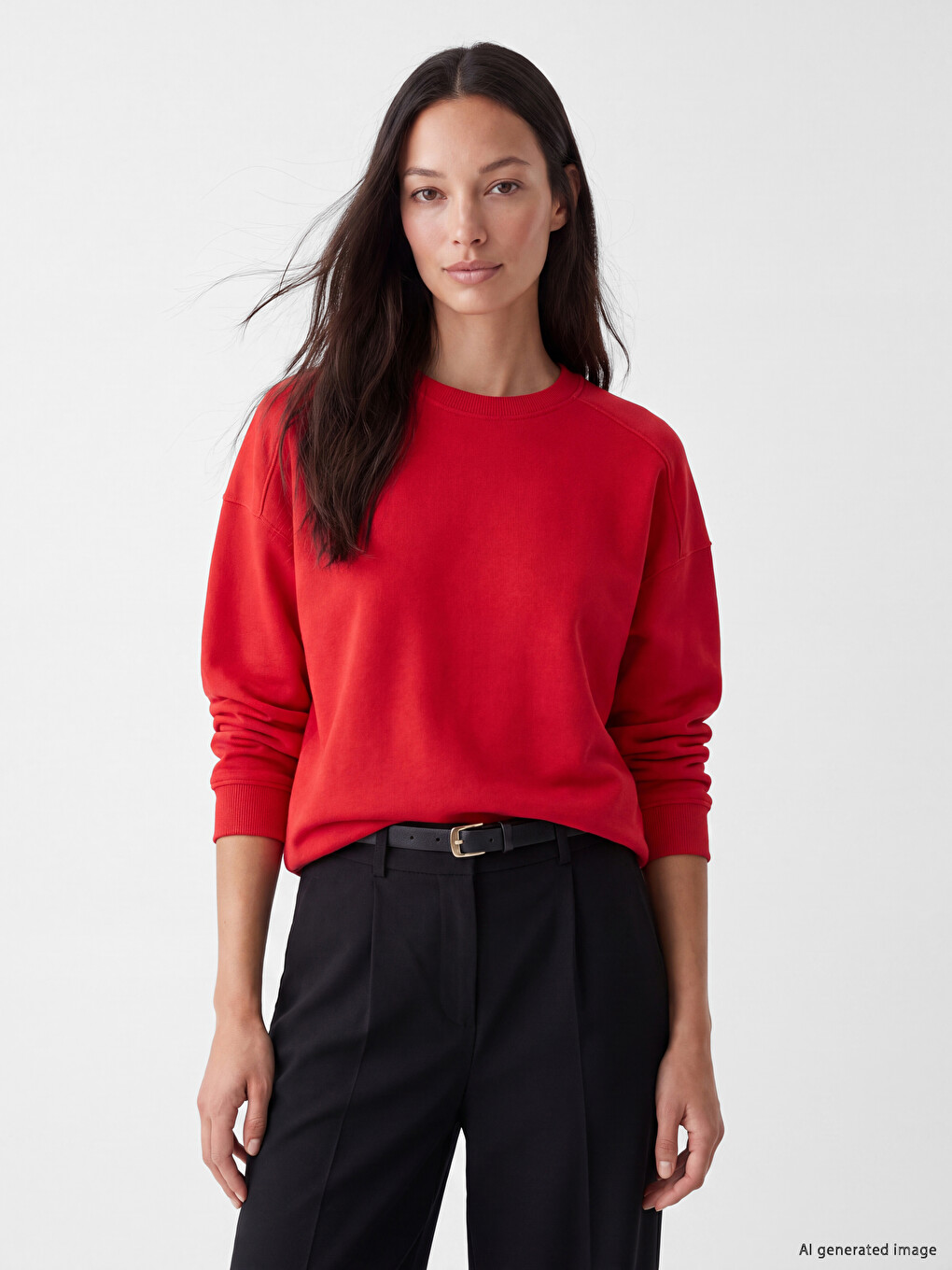 Kırmızı Oversize Kadın Kalın Sweatshirt