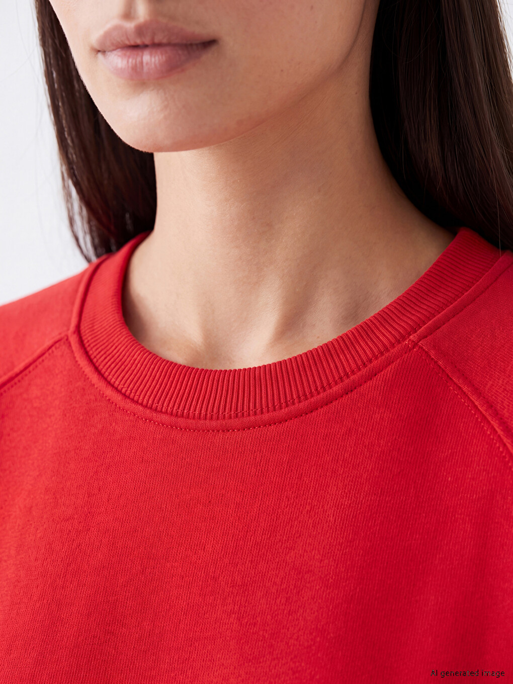 Kırmızı Oversize Kadın Kalın Sweatshirt-2