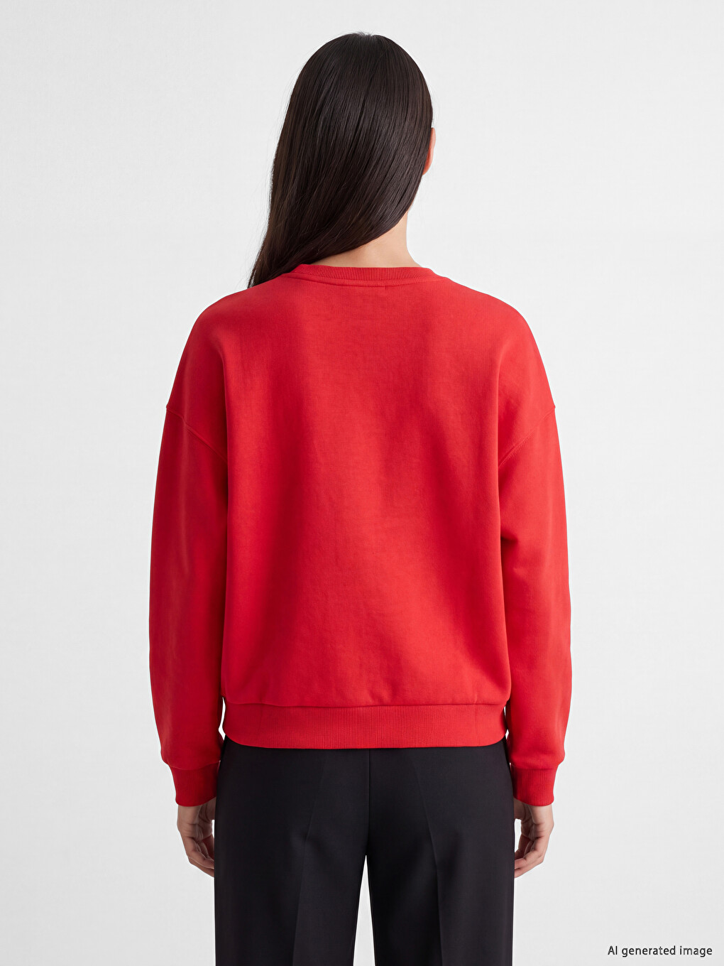 Kırmızı Oversize Kadın Kalın Sweatshirt-3
