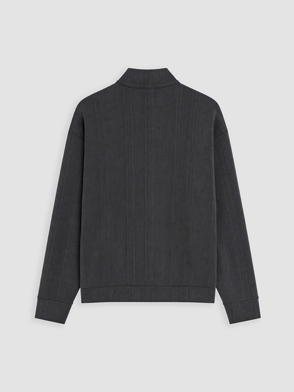 Gri Oversize Kadın Kalın Fermuarlı Sweatshirt-2