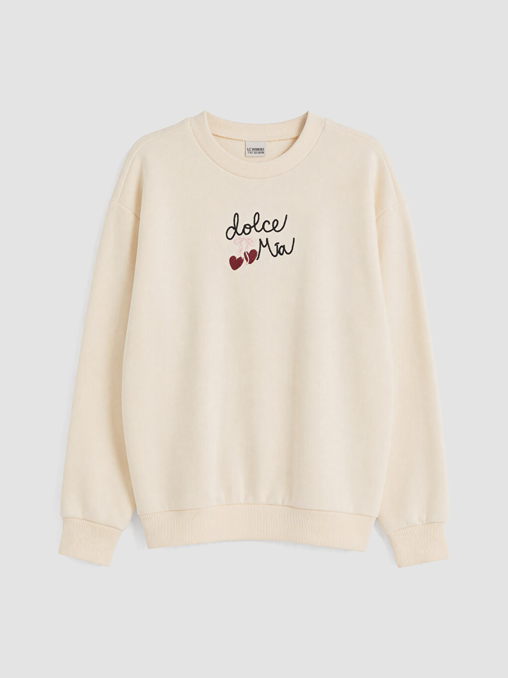 Ekru Nakışlı Kız Çocuk Sweatshirt