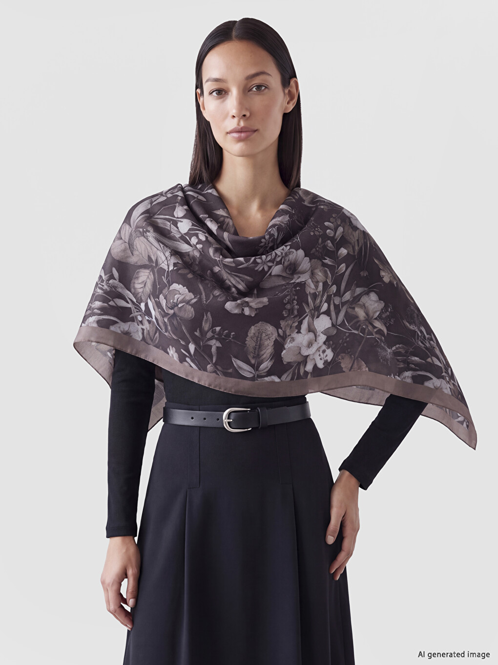 Flower Patterned Women's Shawl