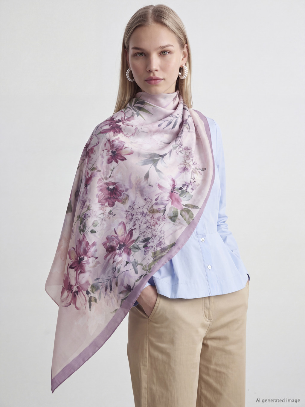 Flower Patterned Women's Shawl-1