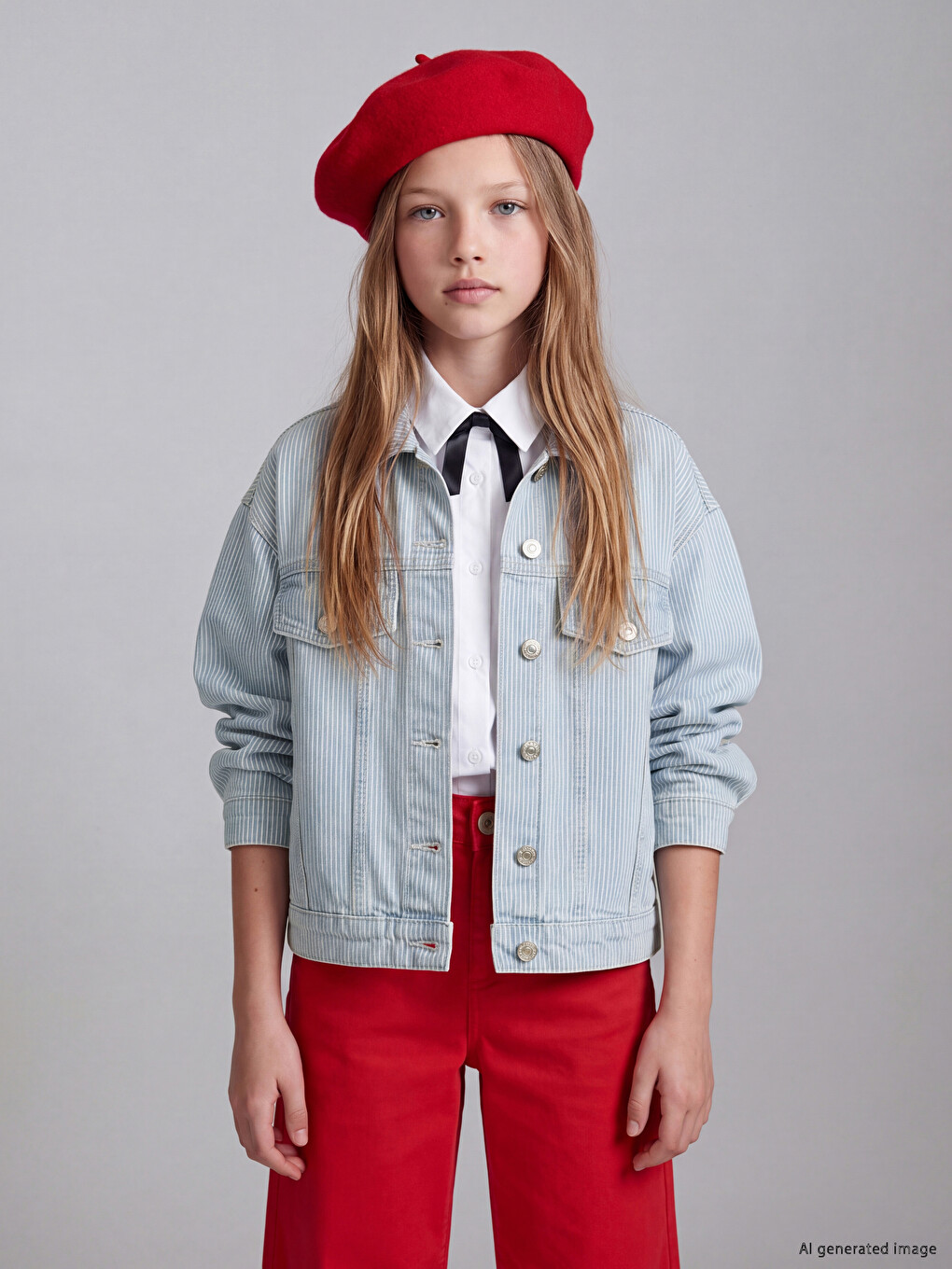 Striped Girls' Jean Jacket-1