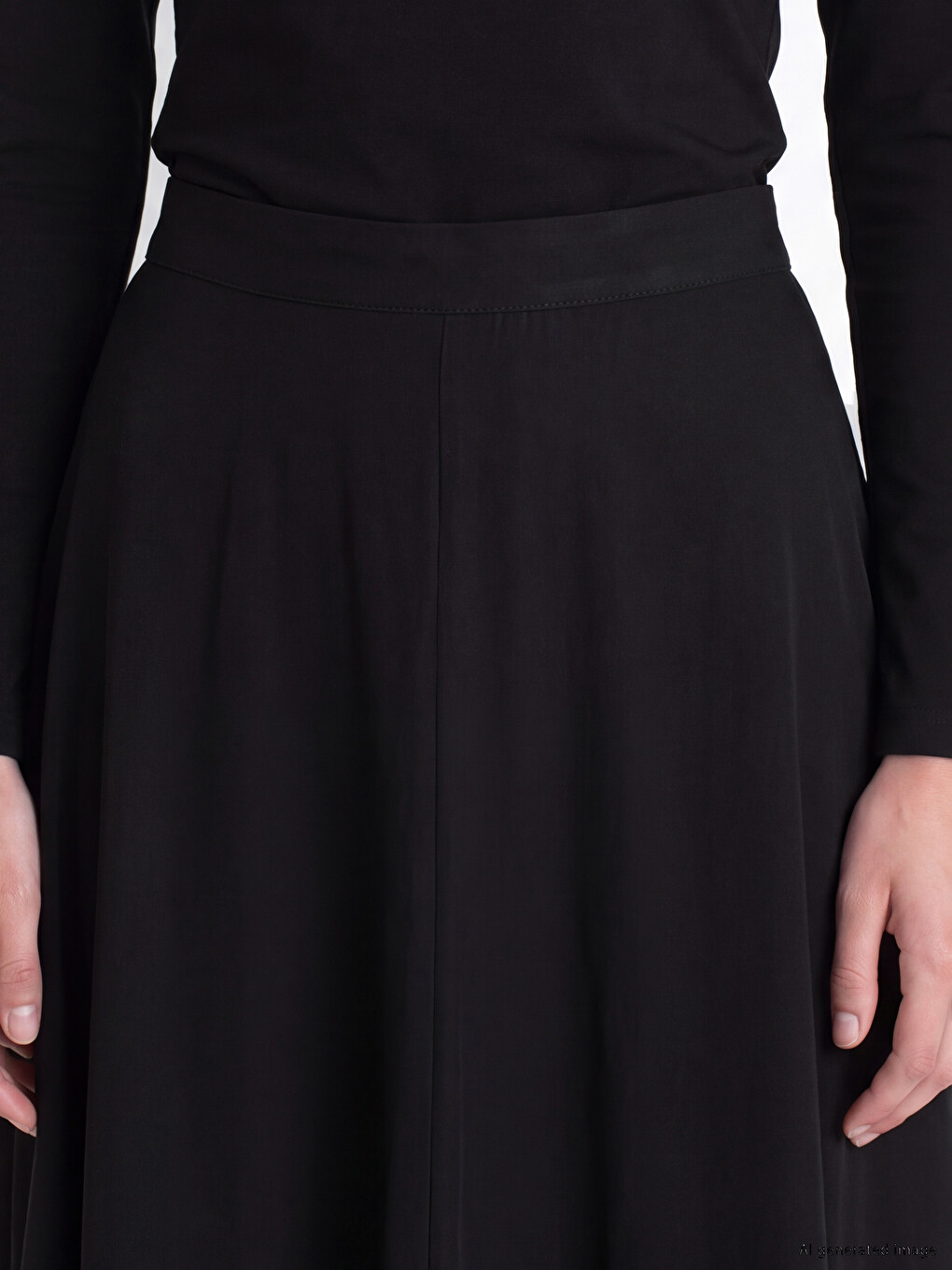 Waist Zippered Modal Blended Flared Skirt-2