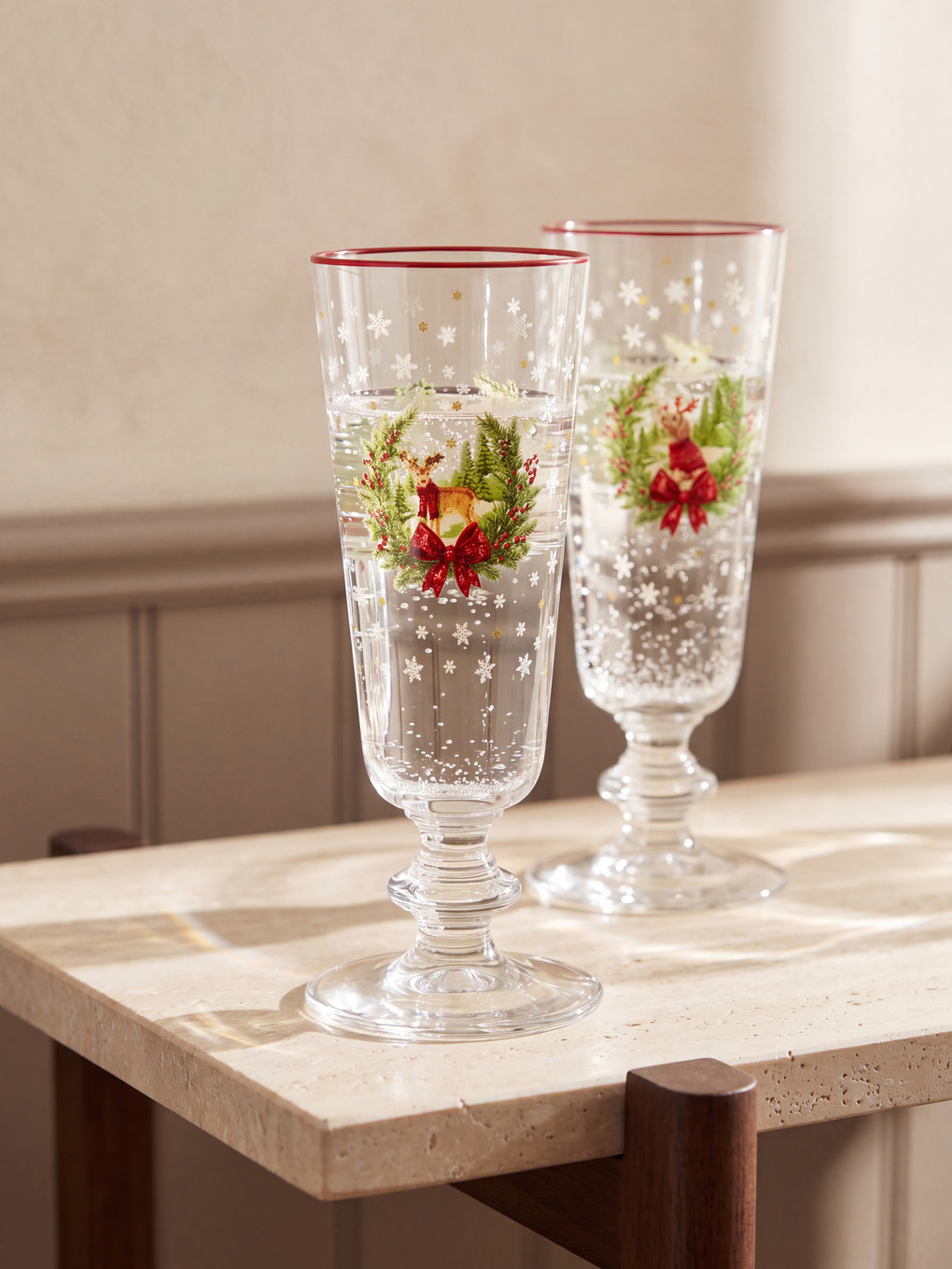 New Year Themed Footed Glass Set 180 Ml