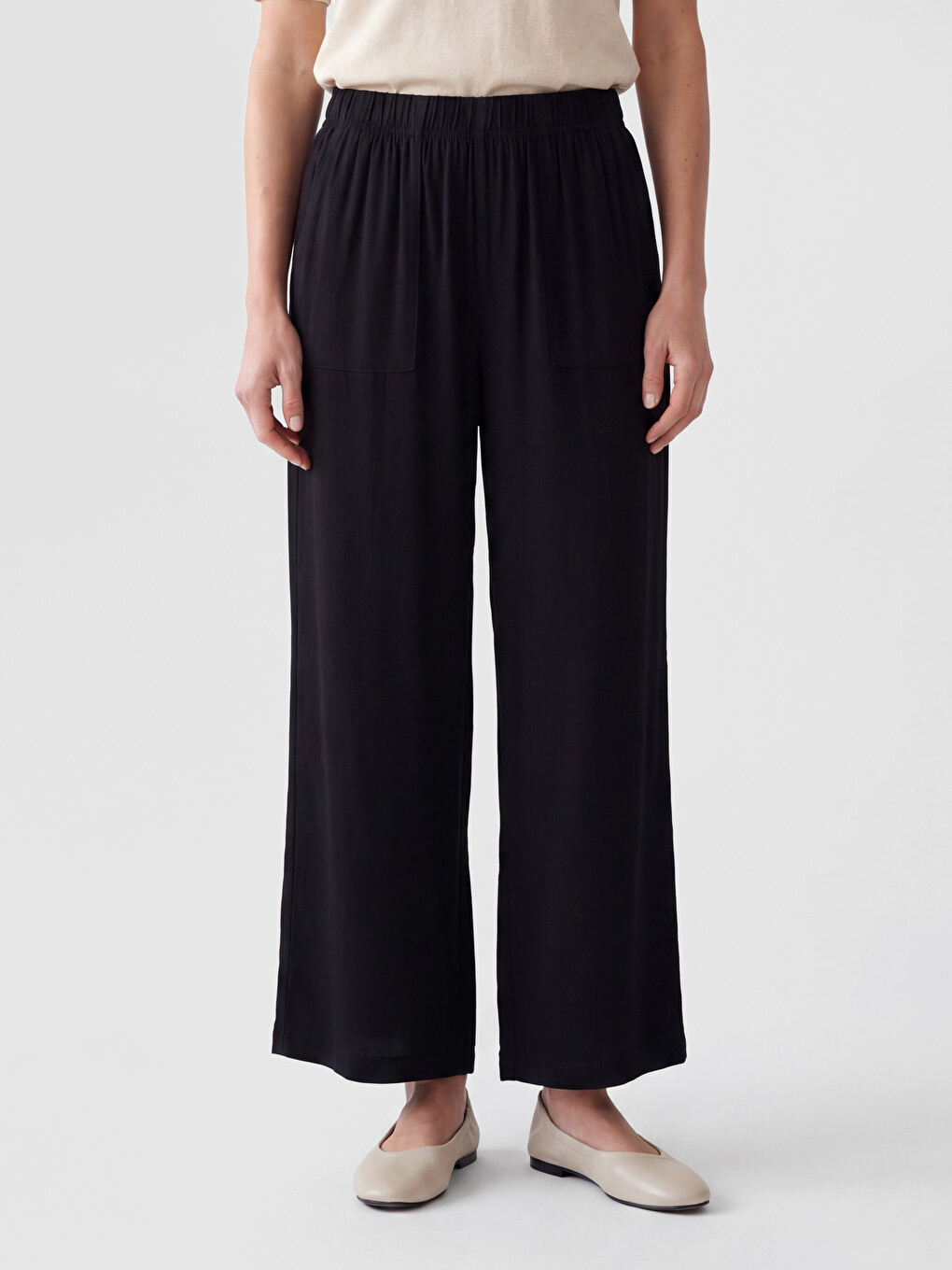 Beli Lastikli Geniş Paça Kadın Pantolon-1