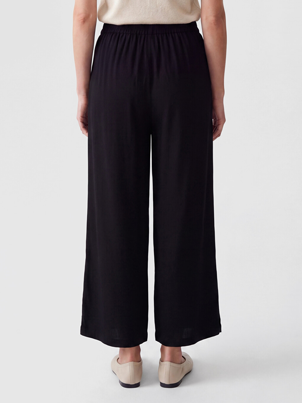Beli Lastikli Geniş Paça Kadın Pantolon-3