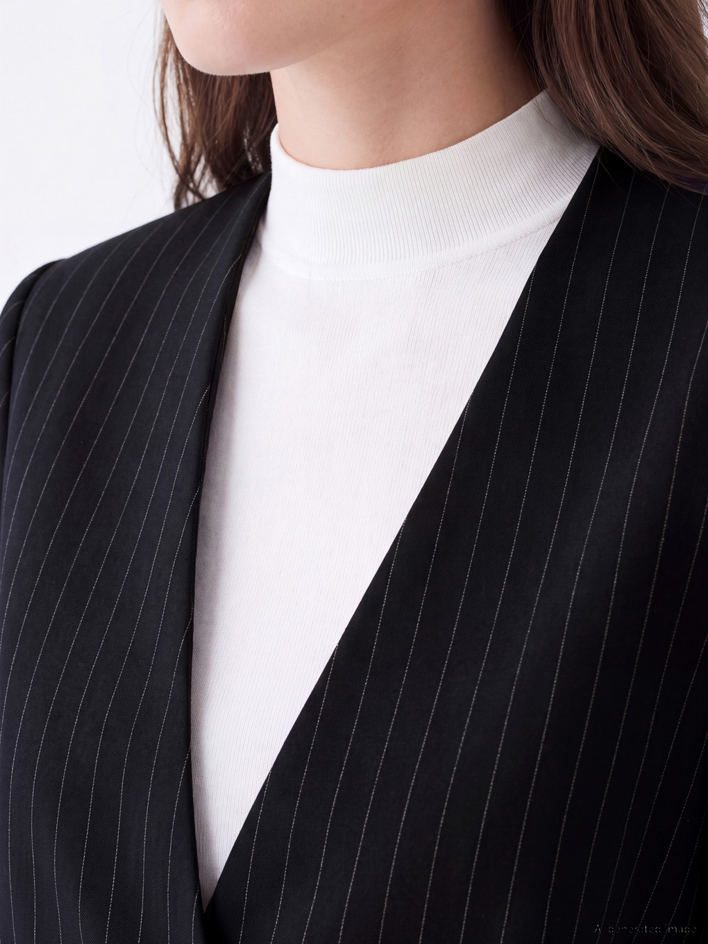 Lacivert Kruvaze Yaka Çizgili Kadın Blazer Ceket-2
