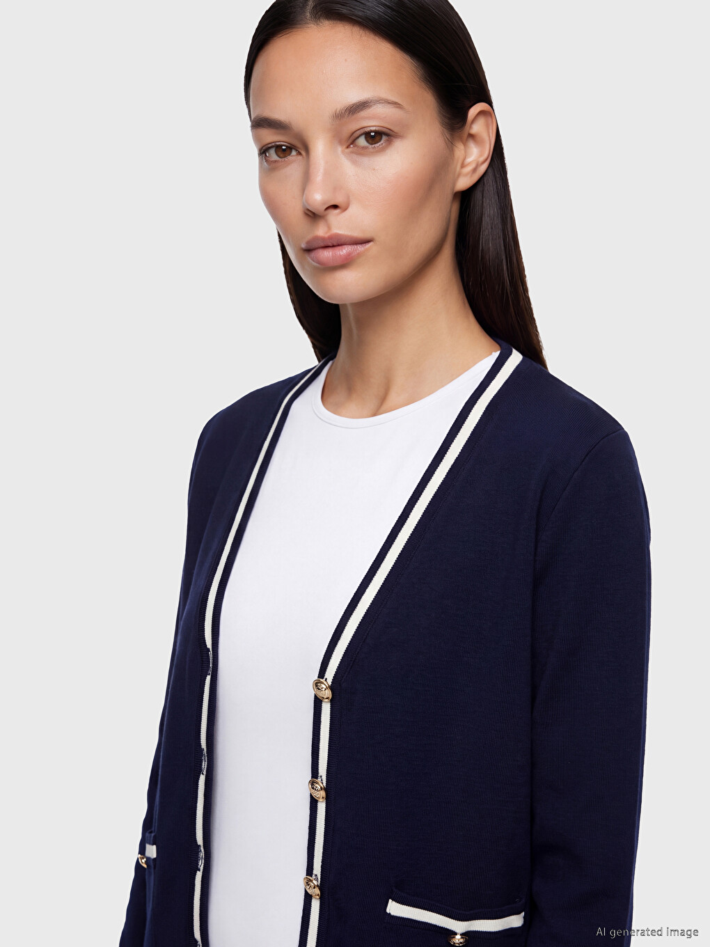 Strip Detailed Women's Cardigan-2