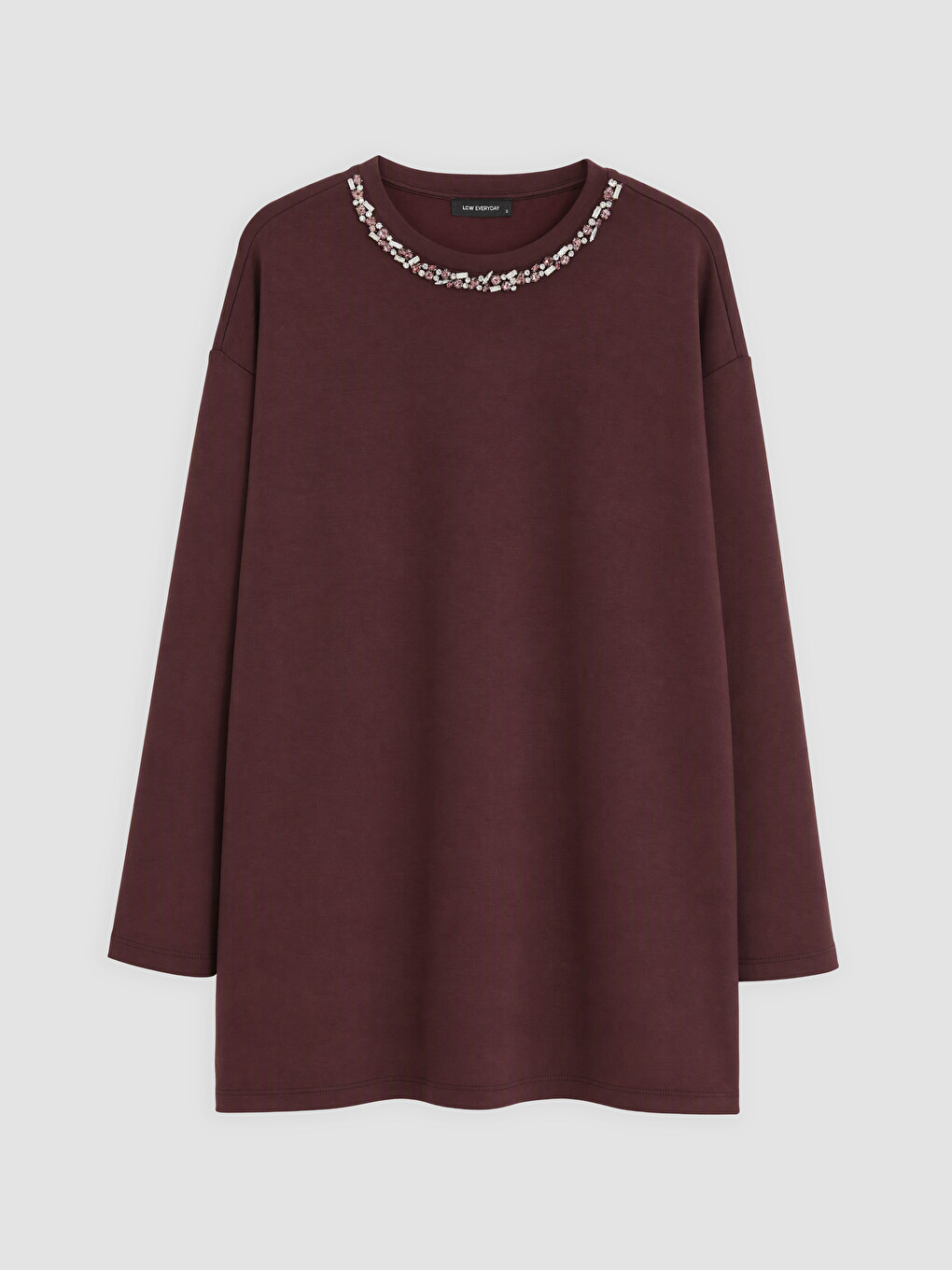Soft Touch Rhinestone Oversize Women's Sweatshirt Tunic-4