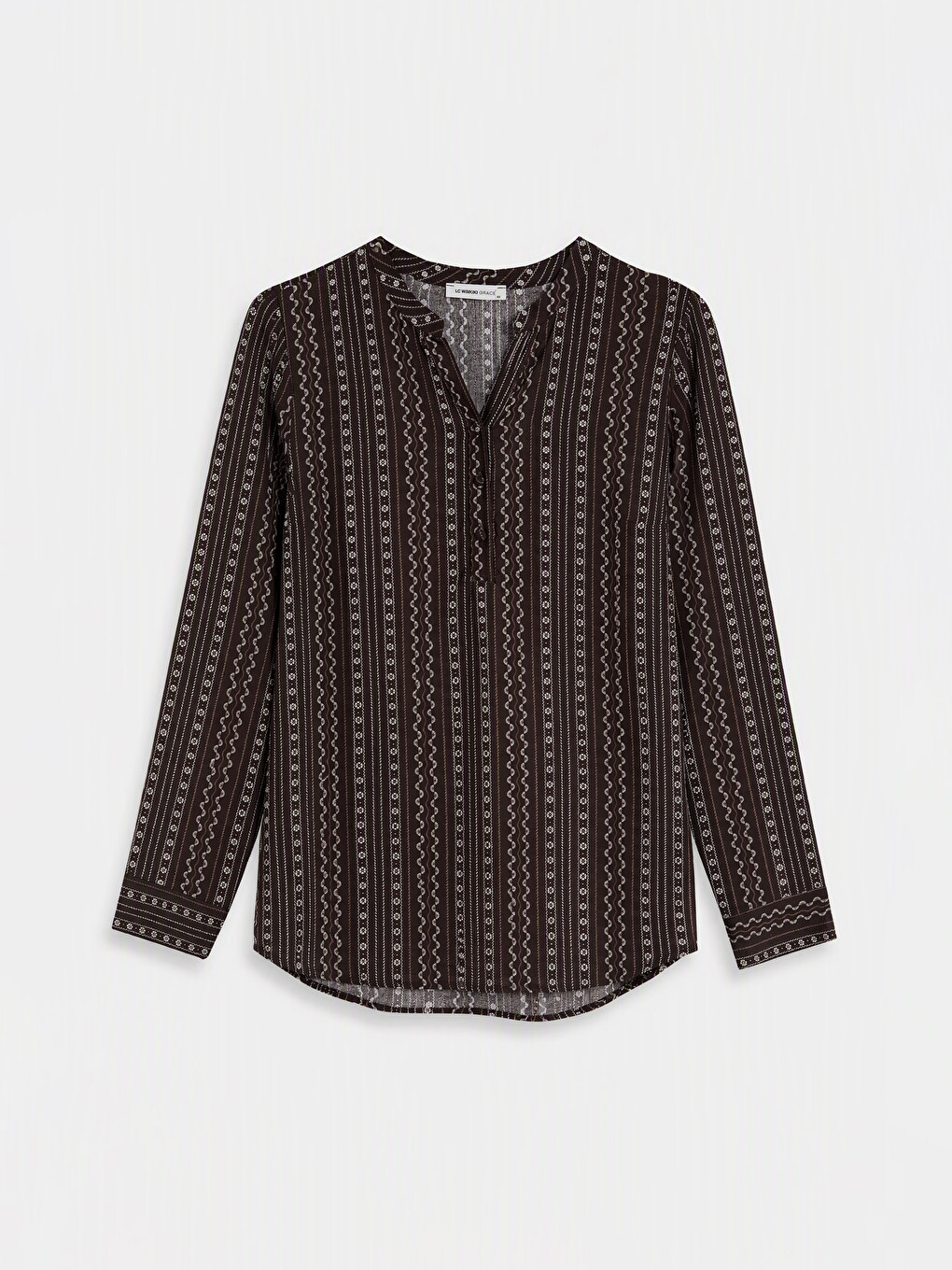Notch Neck Patterned Blouse