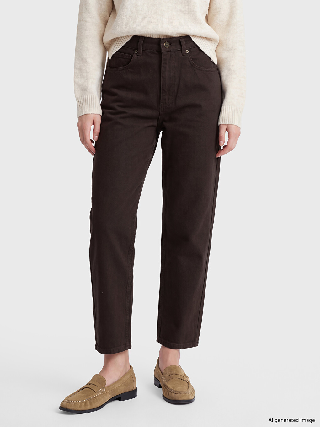 Kahverengi Barrel Jean-1