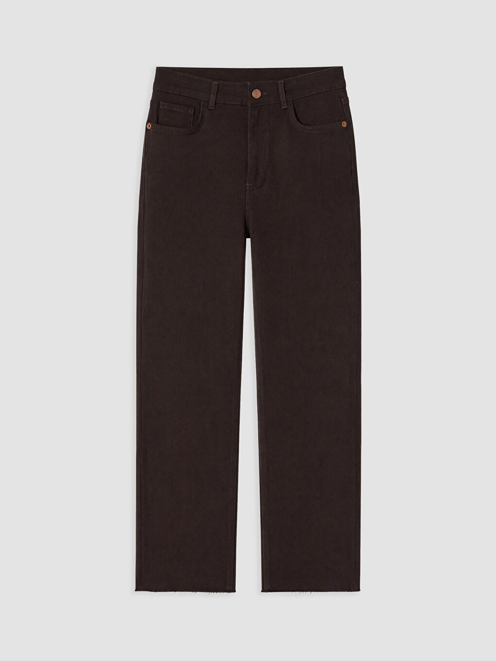 Kahverengi Crop Flare Kadın Jean Pantolon