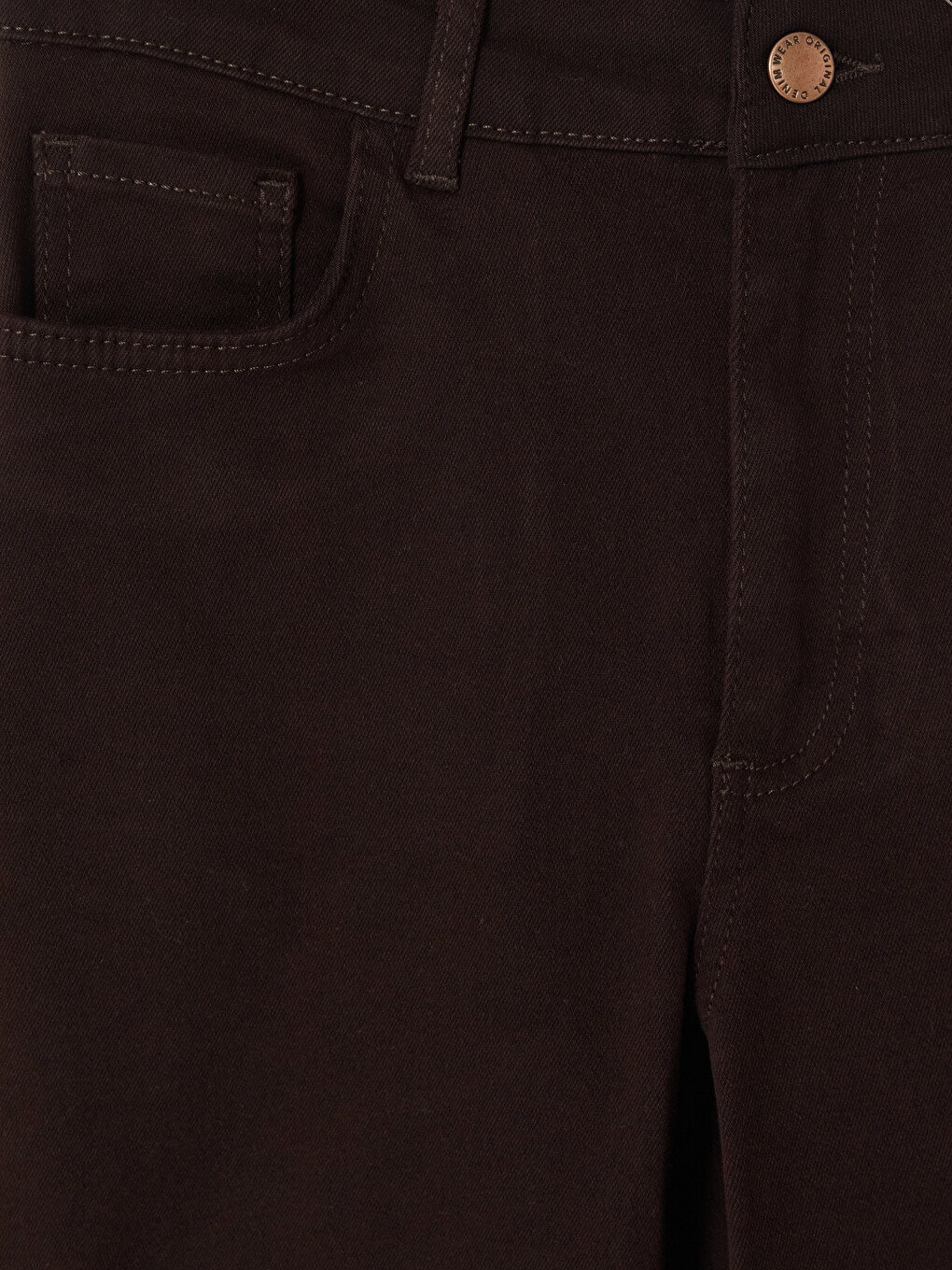 Kahverengi Crop Flare Kadın Jean Pantolon-2