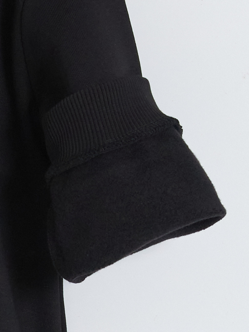 Siyah Bisiklet Yaka Kız Çocuk Kalın Sweatshirt-1