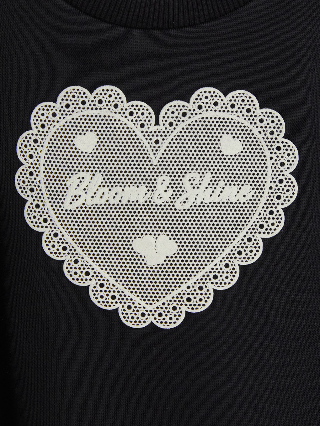 Siyah Bisiklet Yaka Kız Çocuk Kalın Sweatshirt-2
