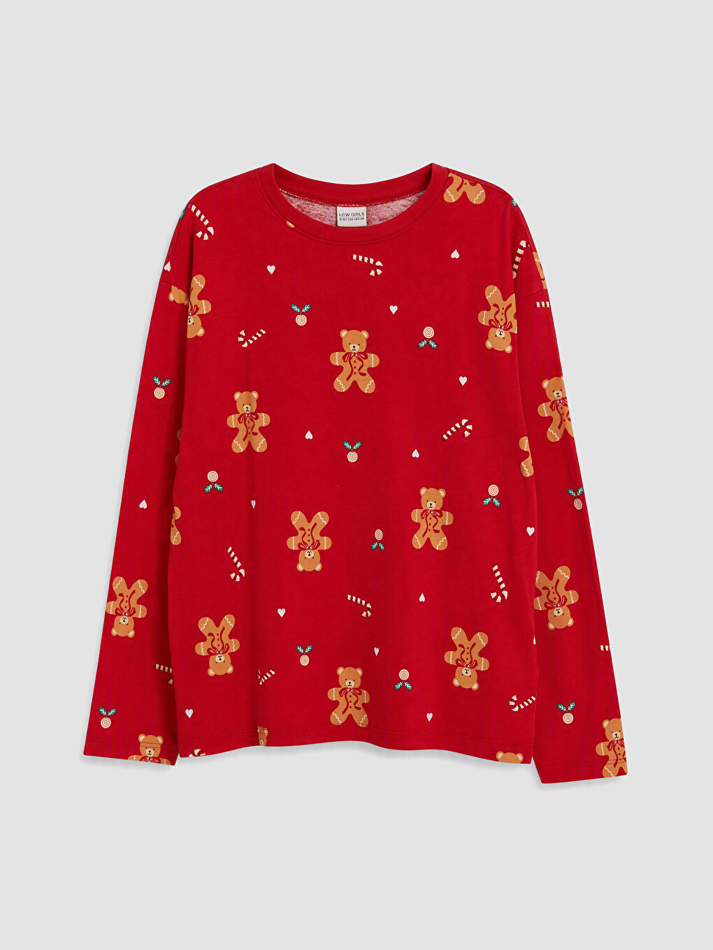Kırmızı Baskılı Kız Çocuk Pijama Takım-1