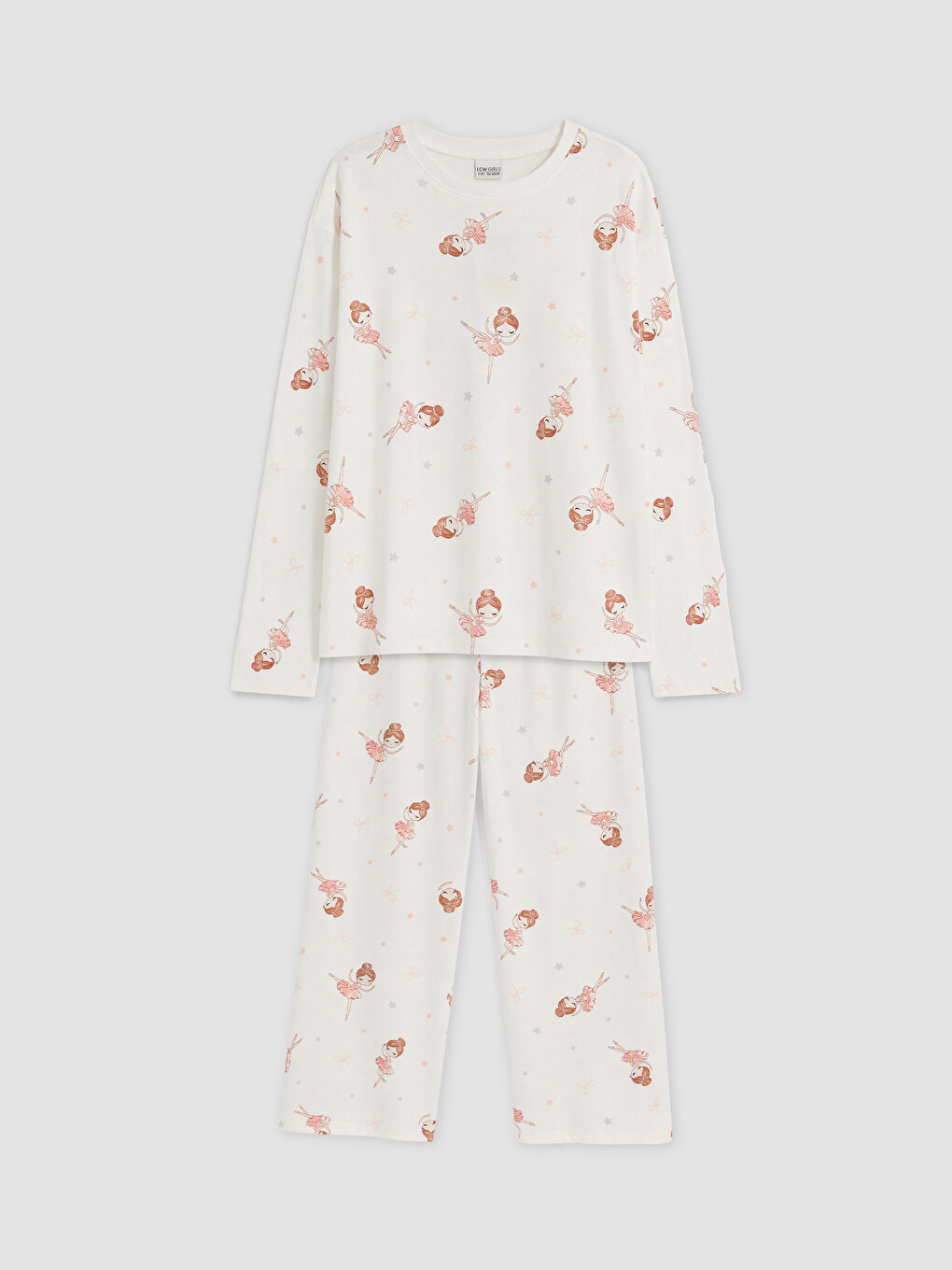 Ekru Baskılı Kız Çocuk Pijama Takım