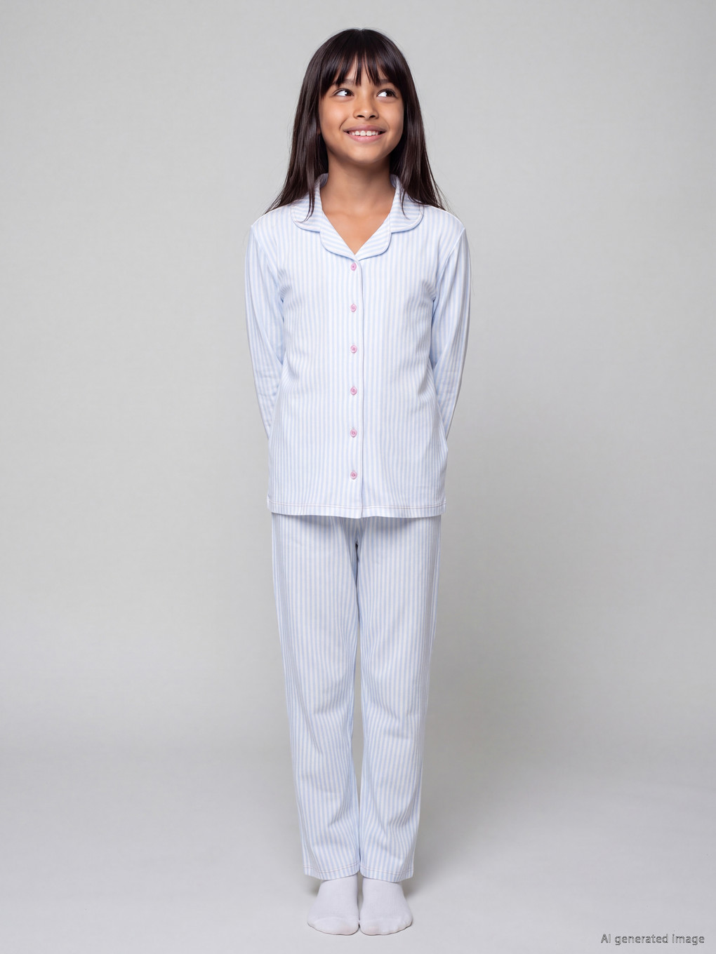  Collared Neck Girls' Pyjamas Set