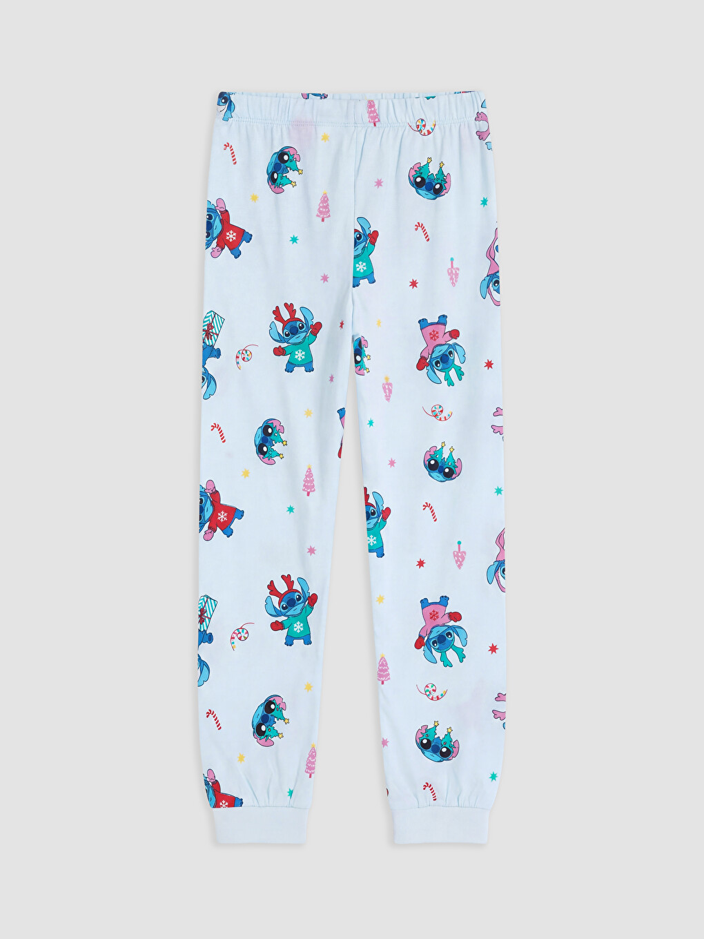 Mavi Stitch Baskılı Kız Çocuk Pijama Takım-1