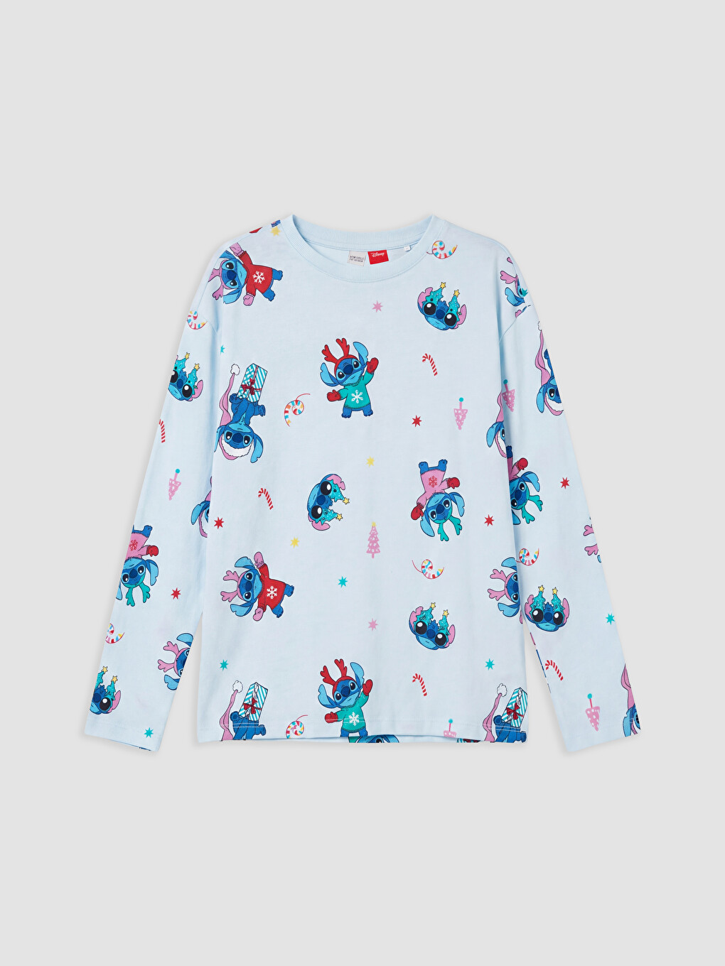 Mavi Stitch Baskılı Kız Çocuk Pijama Takım-2