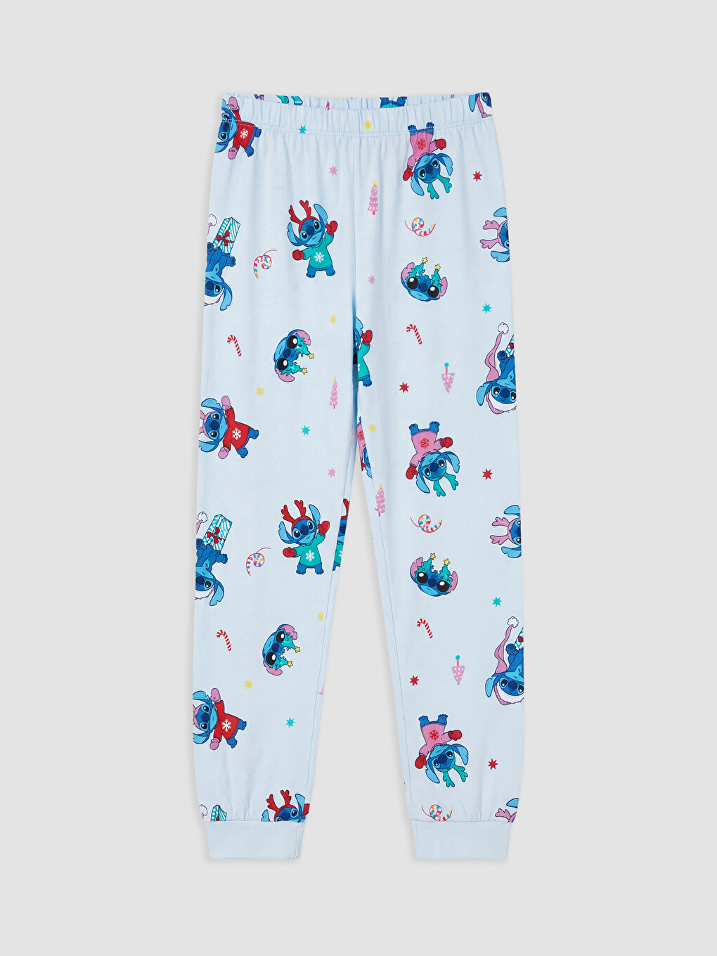 Mavi Stitch Baskılı Kız Çocuk Pijama Takım-5