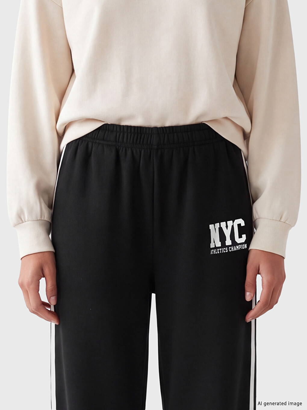 Elastic Waist Women's Thick Sweatpants-2