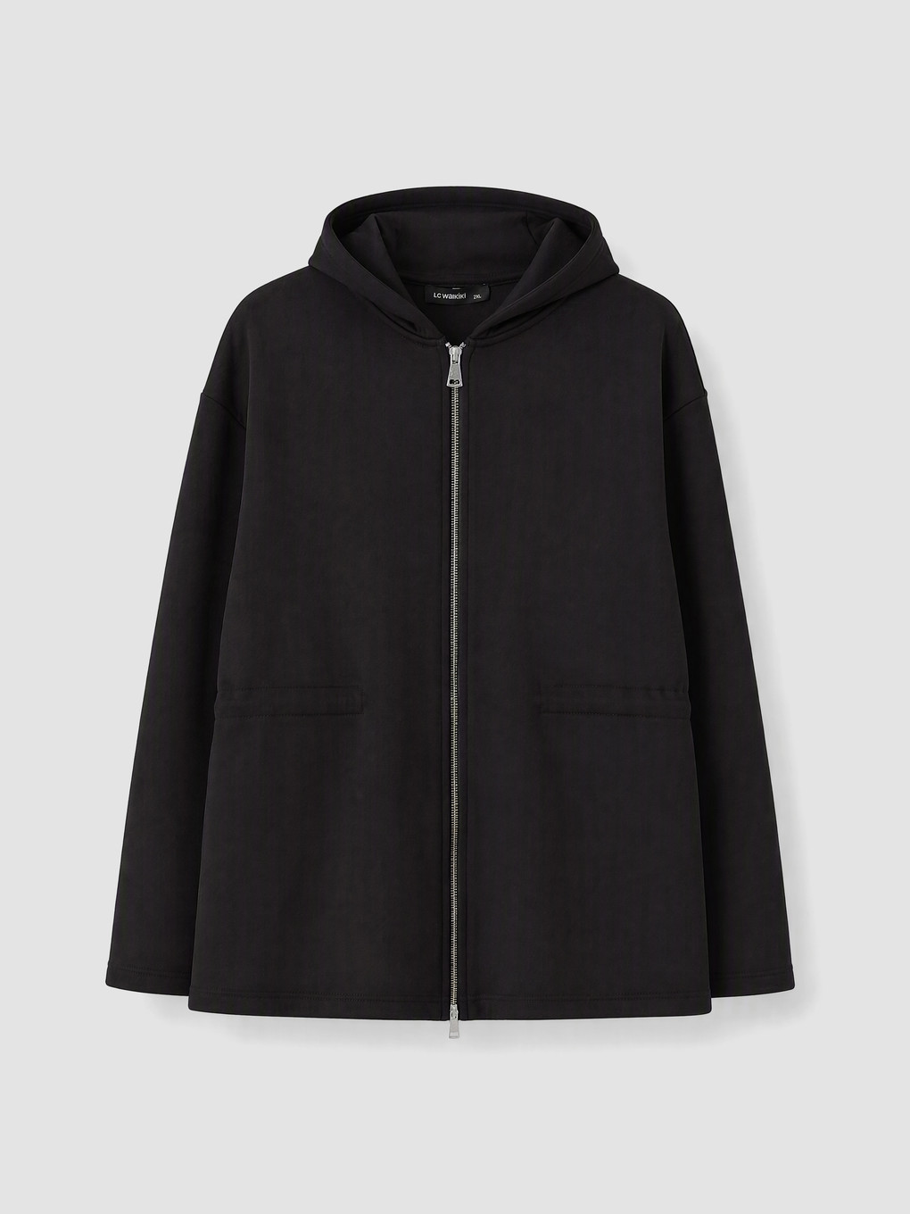 Siyah Büyük Beden Kadın Fermuarlı Sweatshirt-2