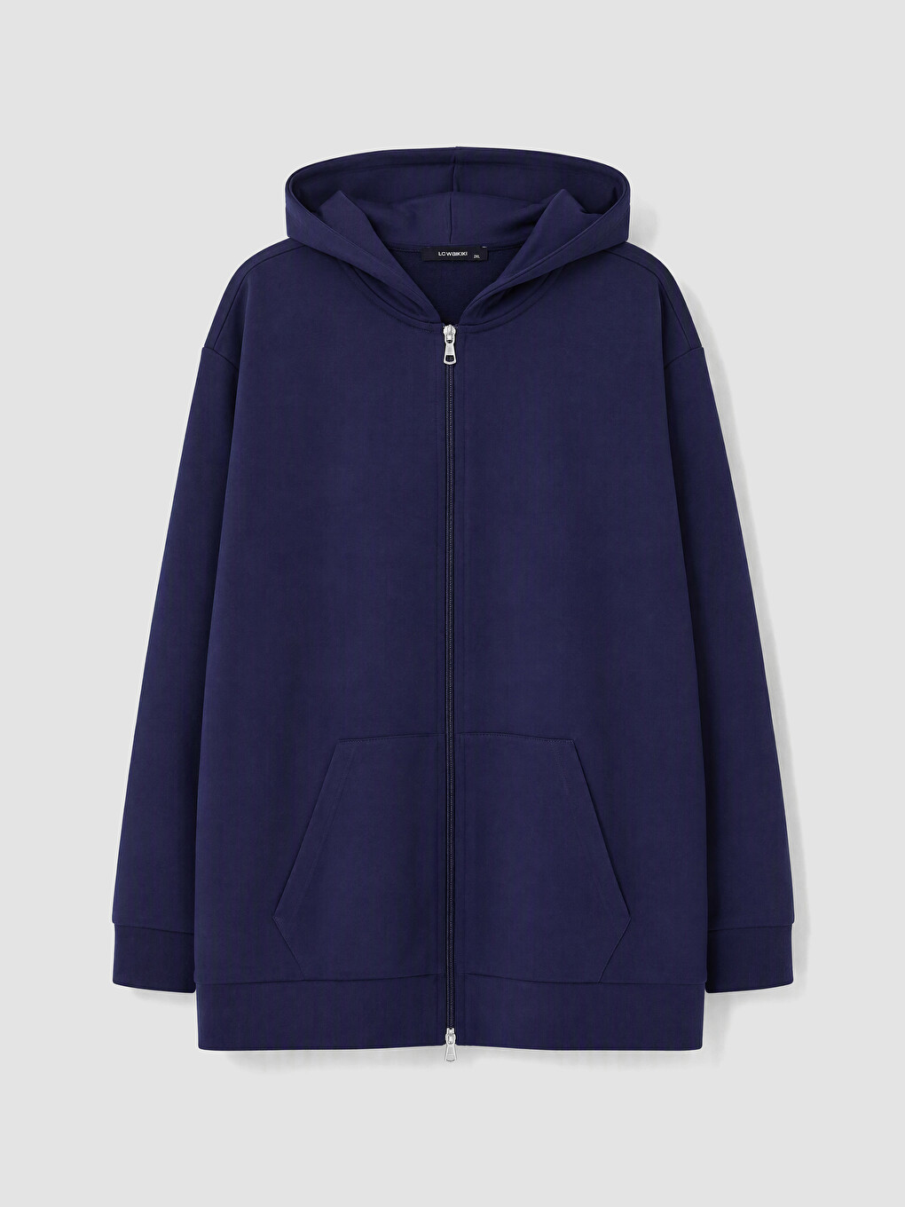 Lacivert Büyük Beden Kadın Fermuarlı Sweatshirt-2