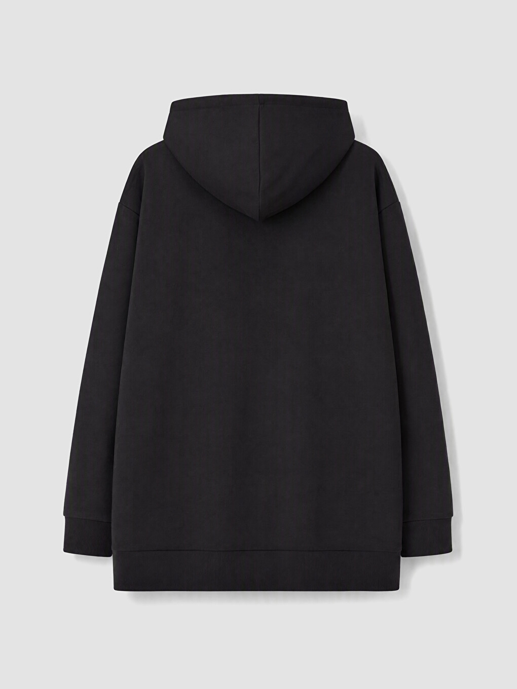 Siyah Büyük Beden Kadın Fermuarlı Sweatshirt-4