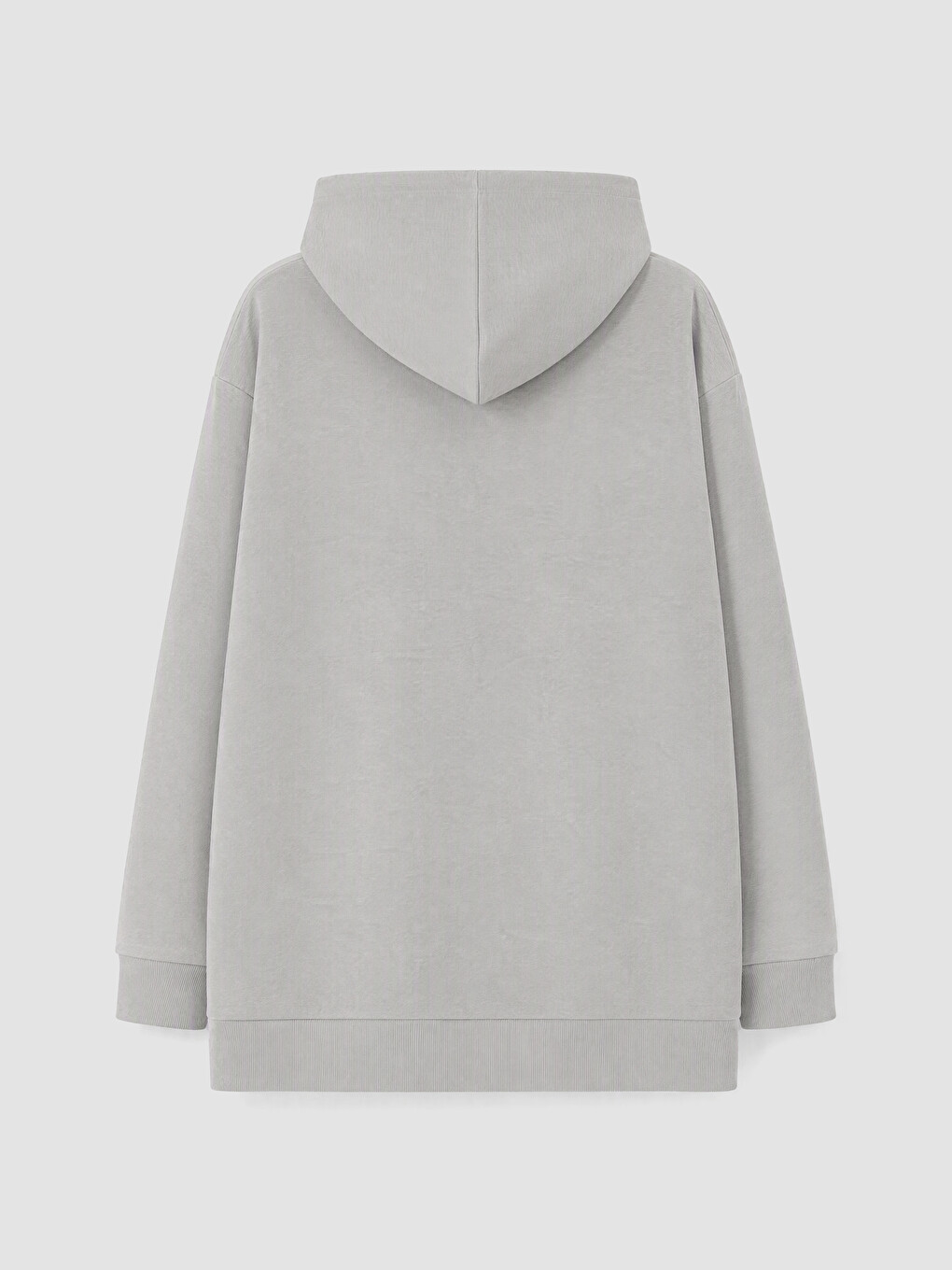 Gri Büyük Beden Kadın Fermuarlı Sweatshirt-4