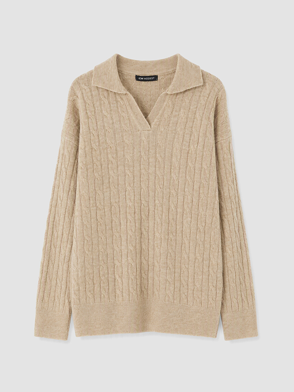 Polo Collar Patterned Women's Knitwear Sweater