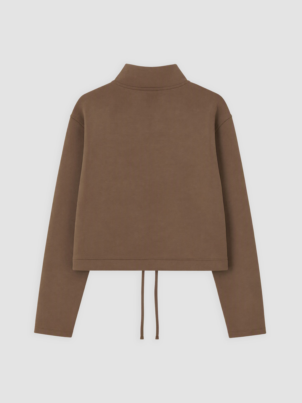 Kahverengi Dik Yaka Büzgülü Kadın Sweatshirt-1