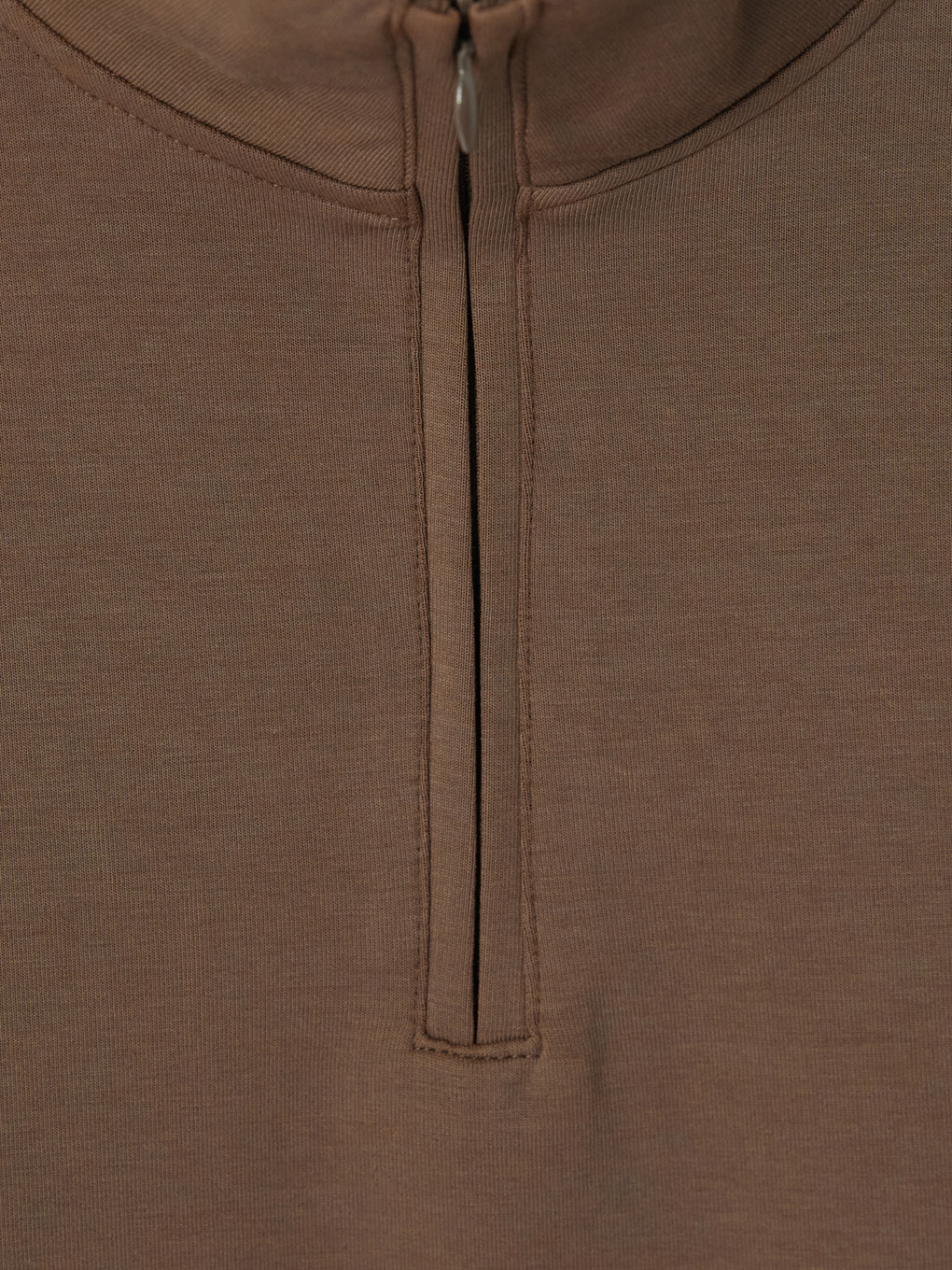 Kahverengi Dik Yaka Büzgülü Kadın Sweatshirt-2