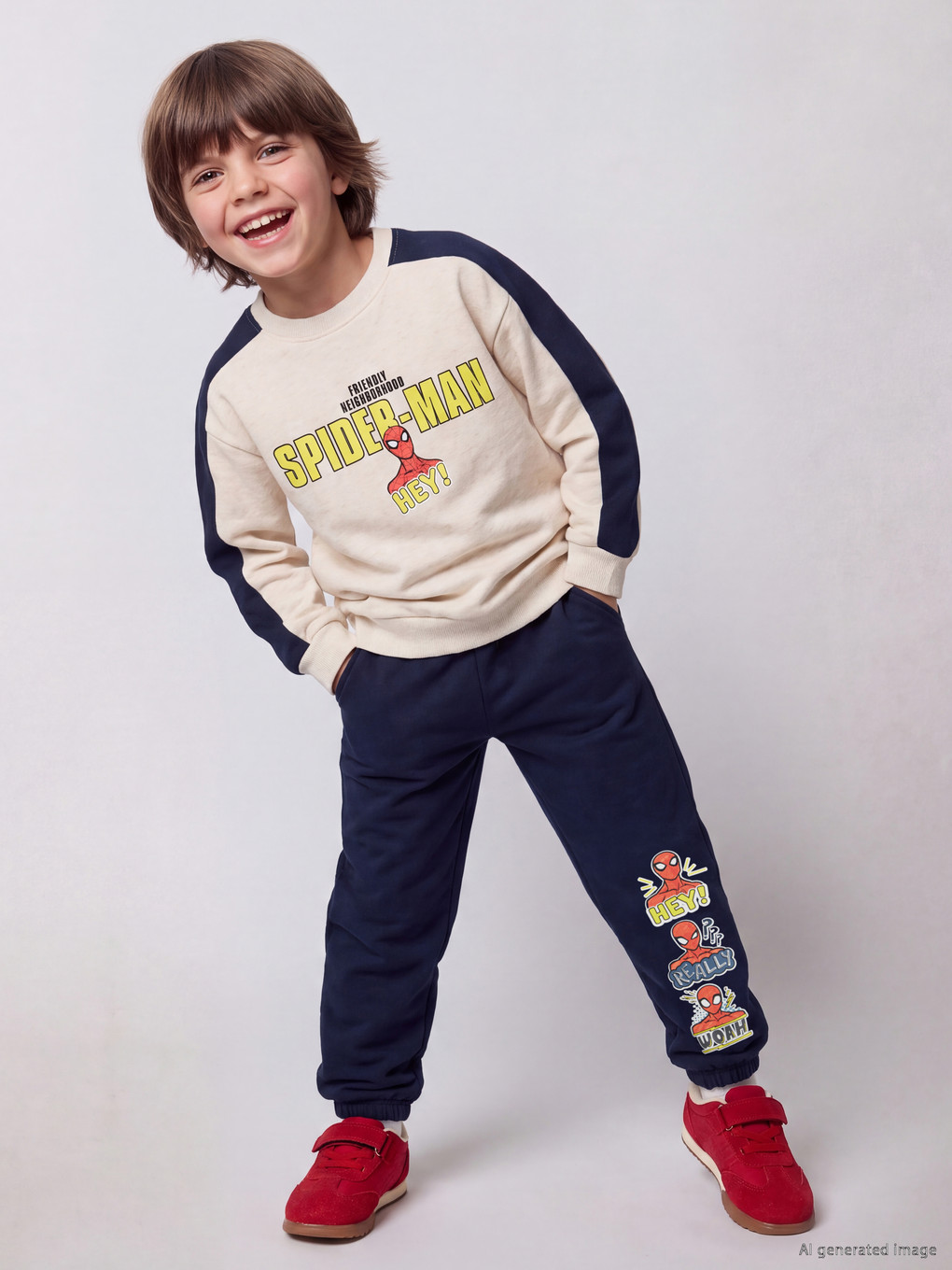  Spider-Man Printed Boys' Thick Tracksuit Set