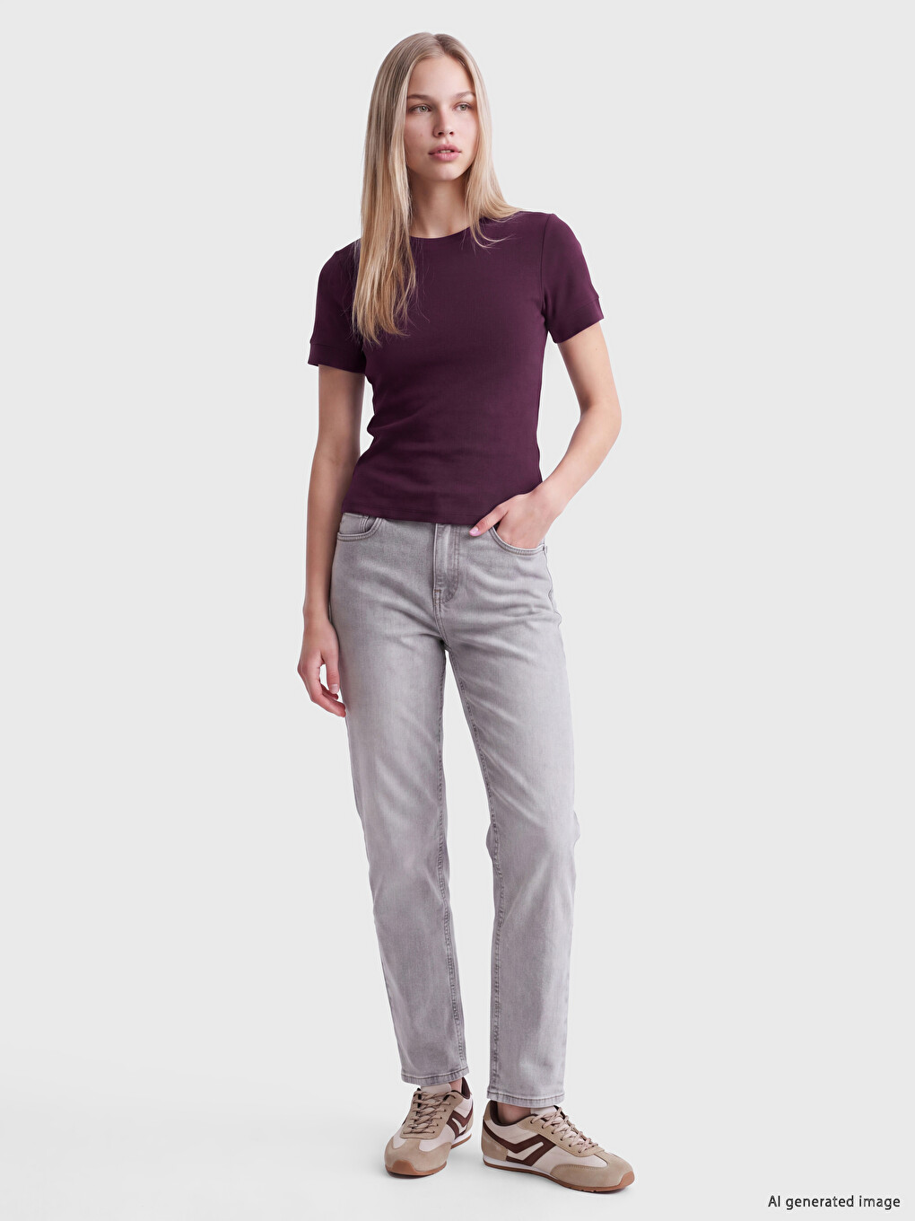 Crew Neck Modal Blended Women's T-shirt-1