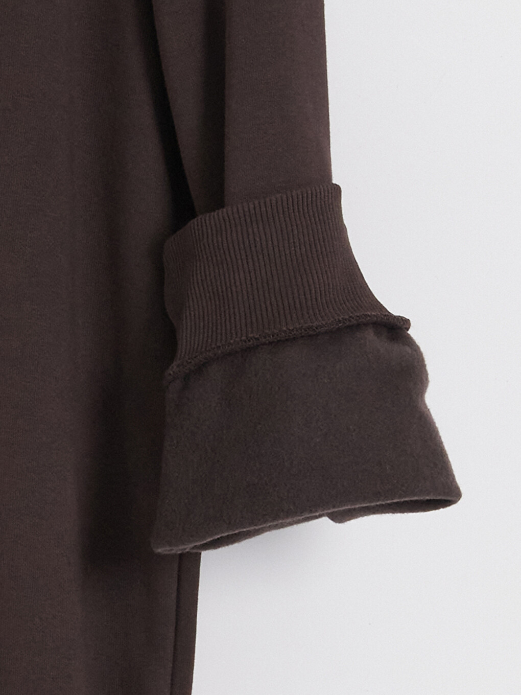 Kahverengi Nakışlı Kadın Kalın Sweatshirt Tunik-5