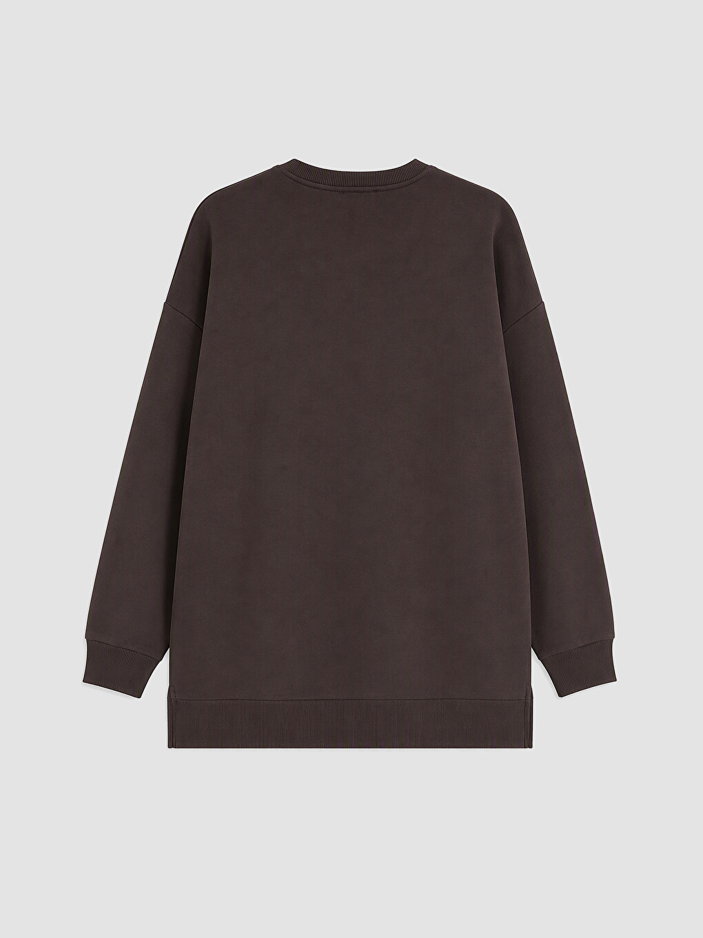Kahverengi Nakışlı Kadın Kalın Sweatshirt Tunik-7