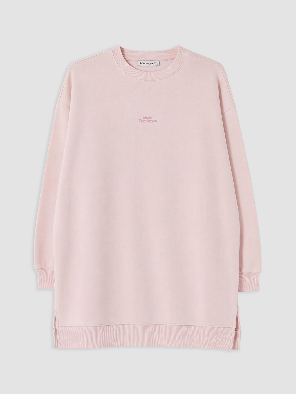 Pembe Kadın Kalın Sweatshirt Tunik