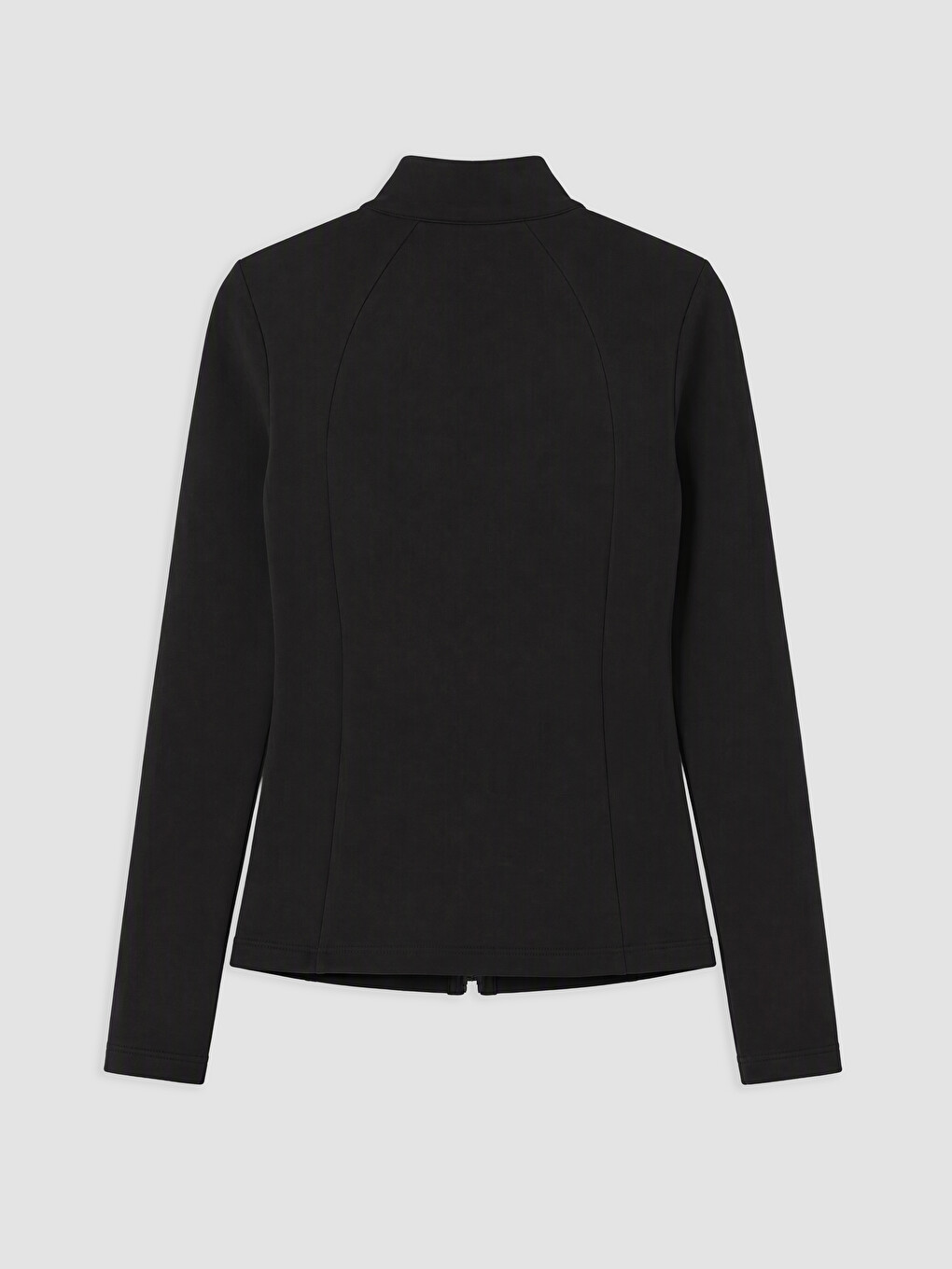 Siyah Dik Yaka Kadın Fermuarlı Sweatshirt-5