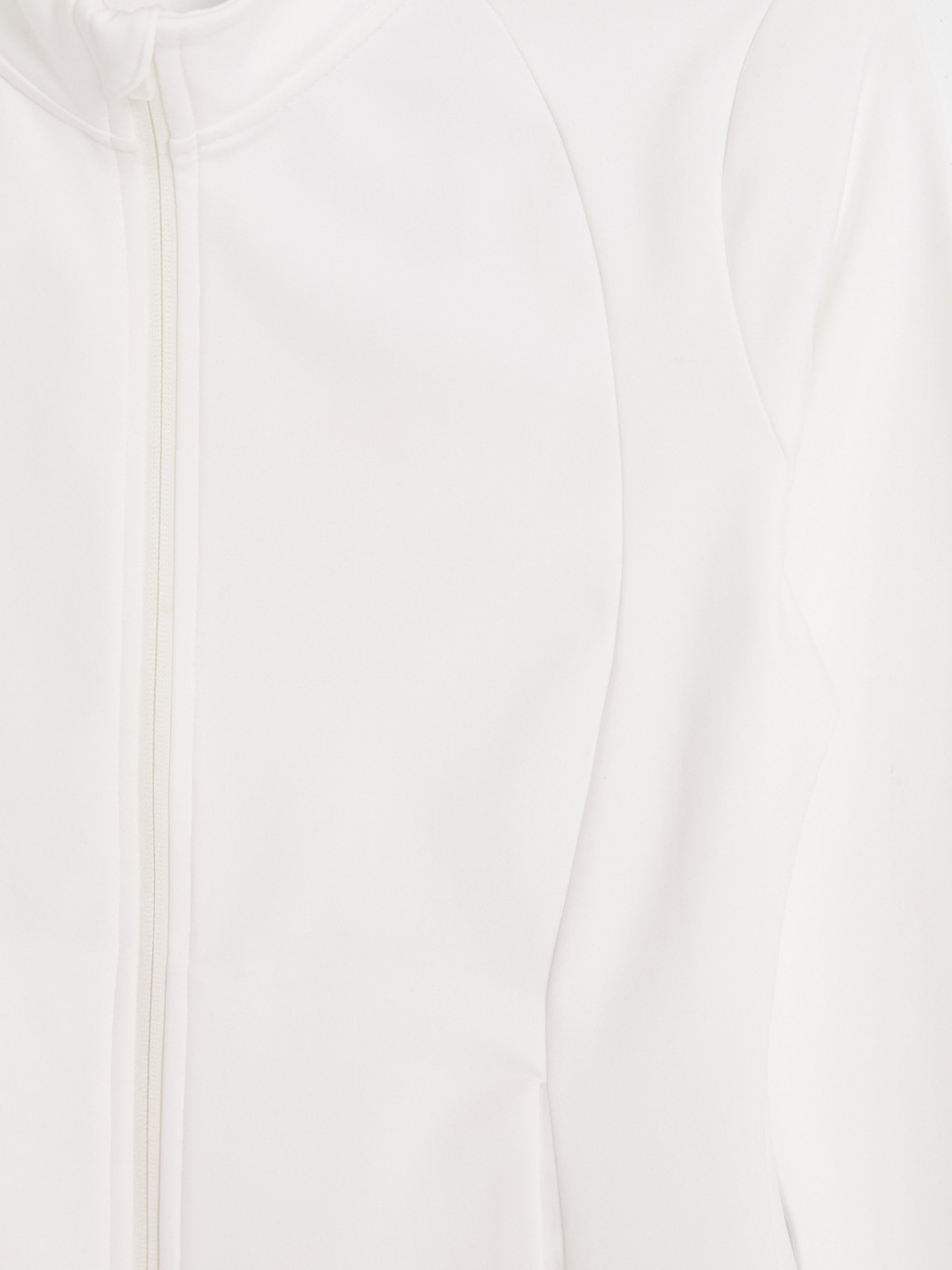 Beyaz Dik Yaka Kadın Fermuarlı Sweatshirt-2