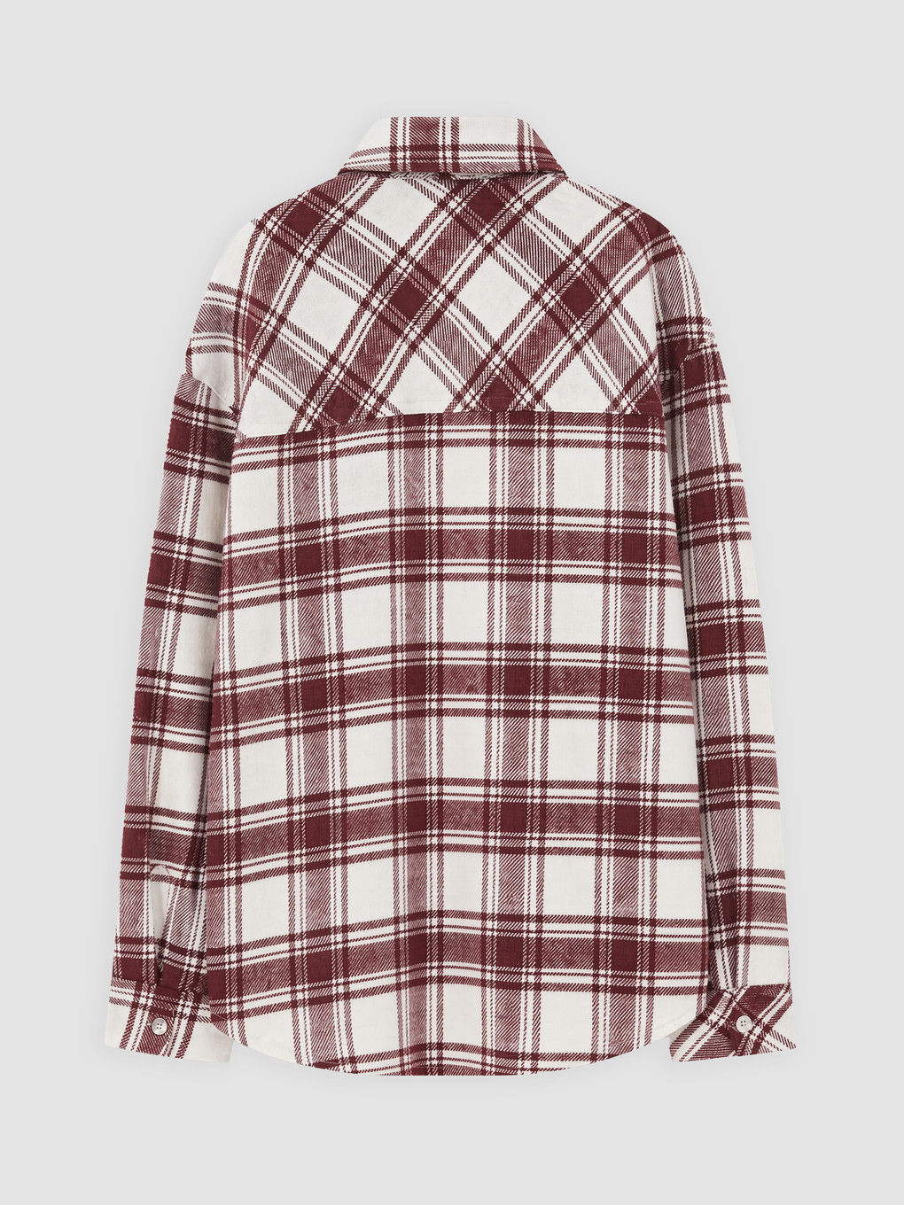 Bordo Ekose Gabardin Kız Çocuk Gömlek-1