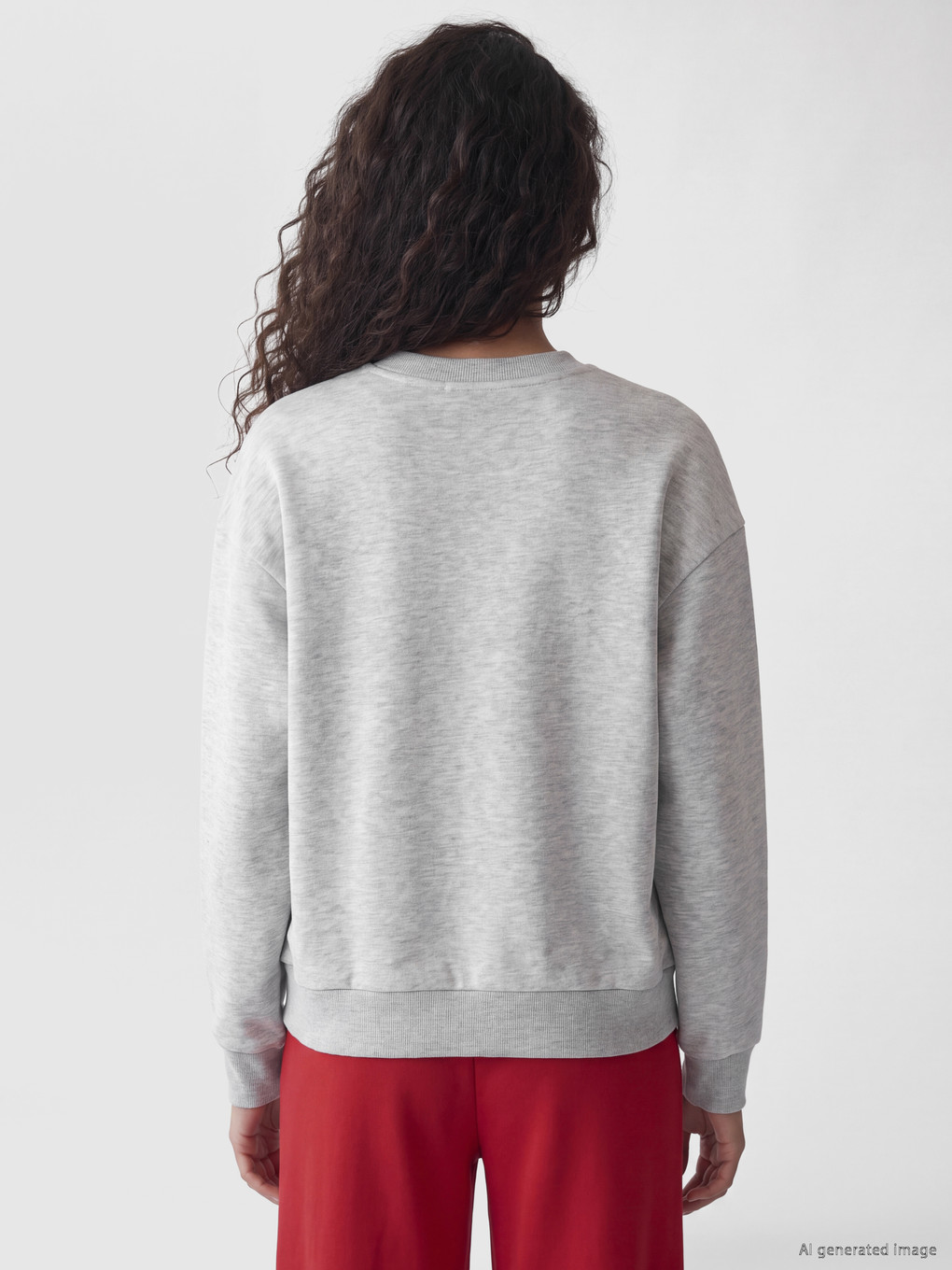 Gri Oversize Kadın Kalın Sweatshirt-3