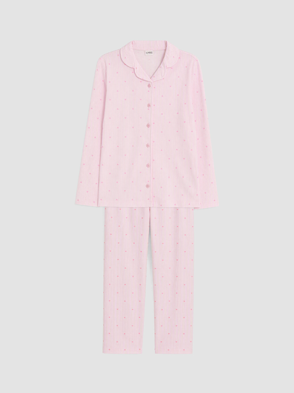 Pembe Gömlek Yaka Kız Çocuk Pijama Takım