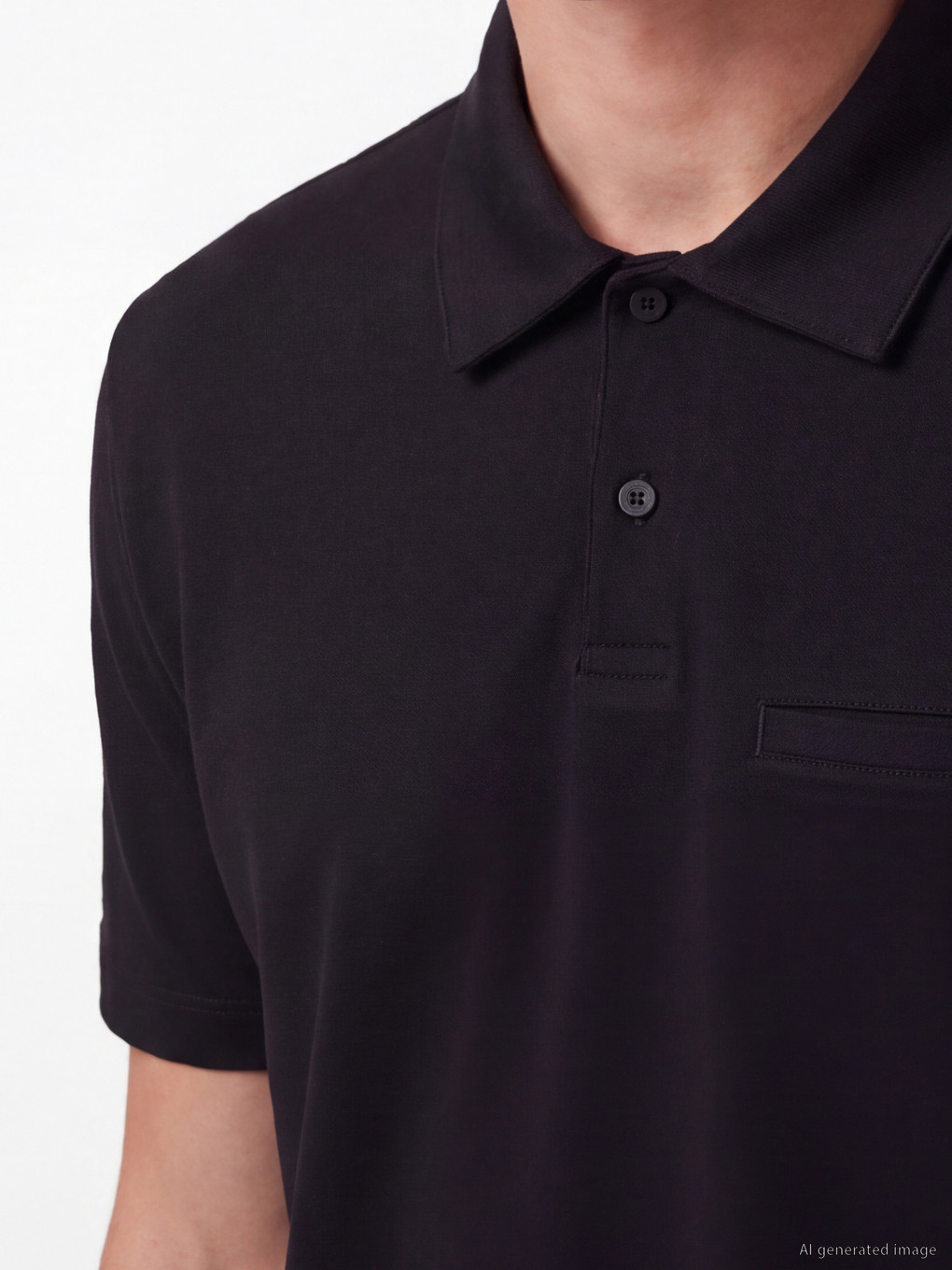 Siyah Polo Yaka Erkek Tişört-2